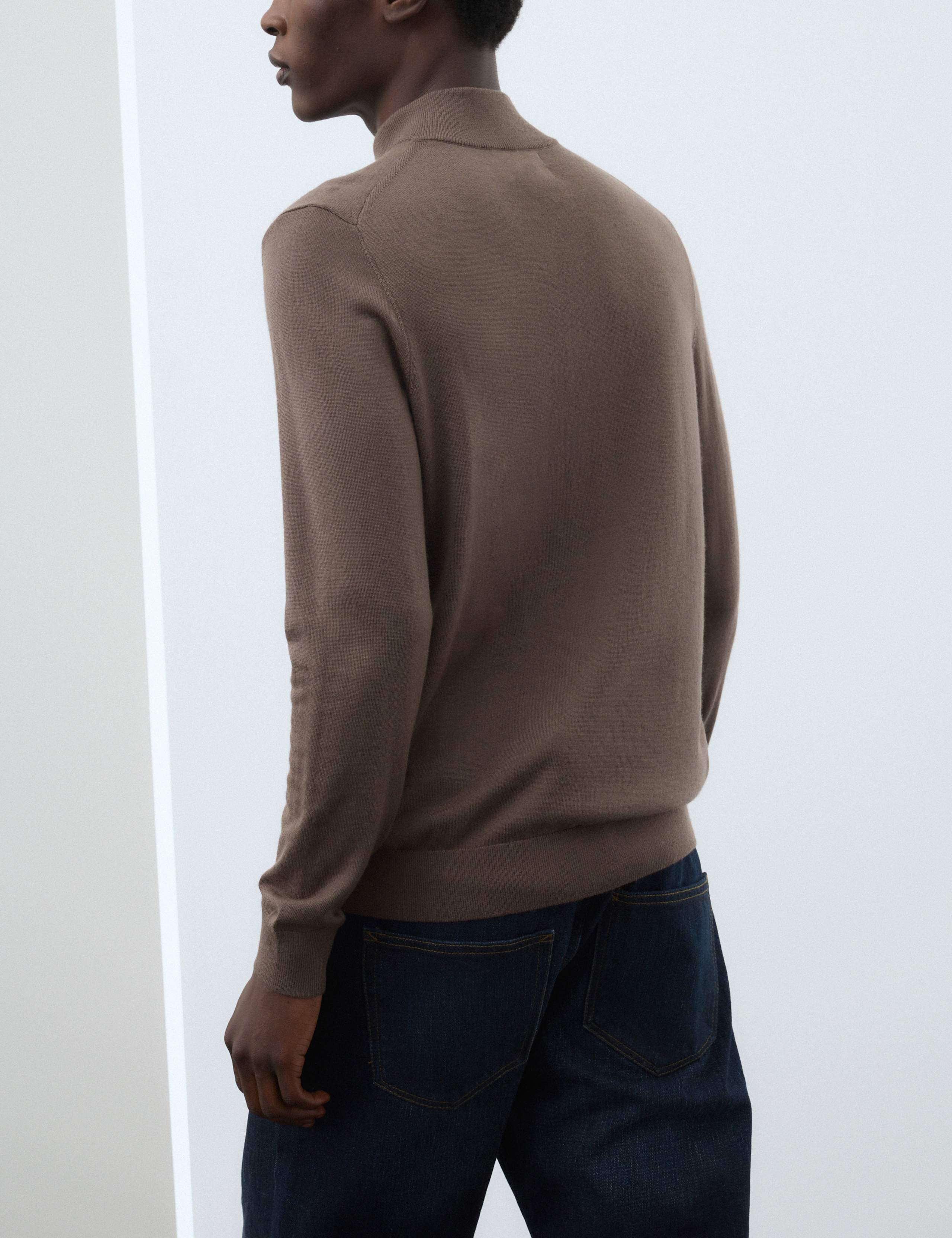 Pure Extra Fine Merino Wool Half Zip Jumper 3 of 7
