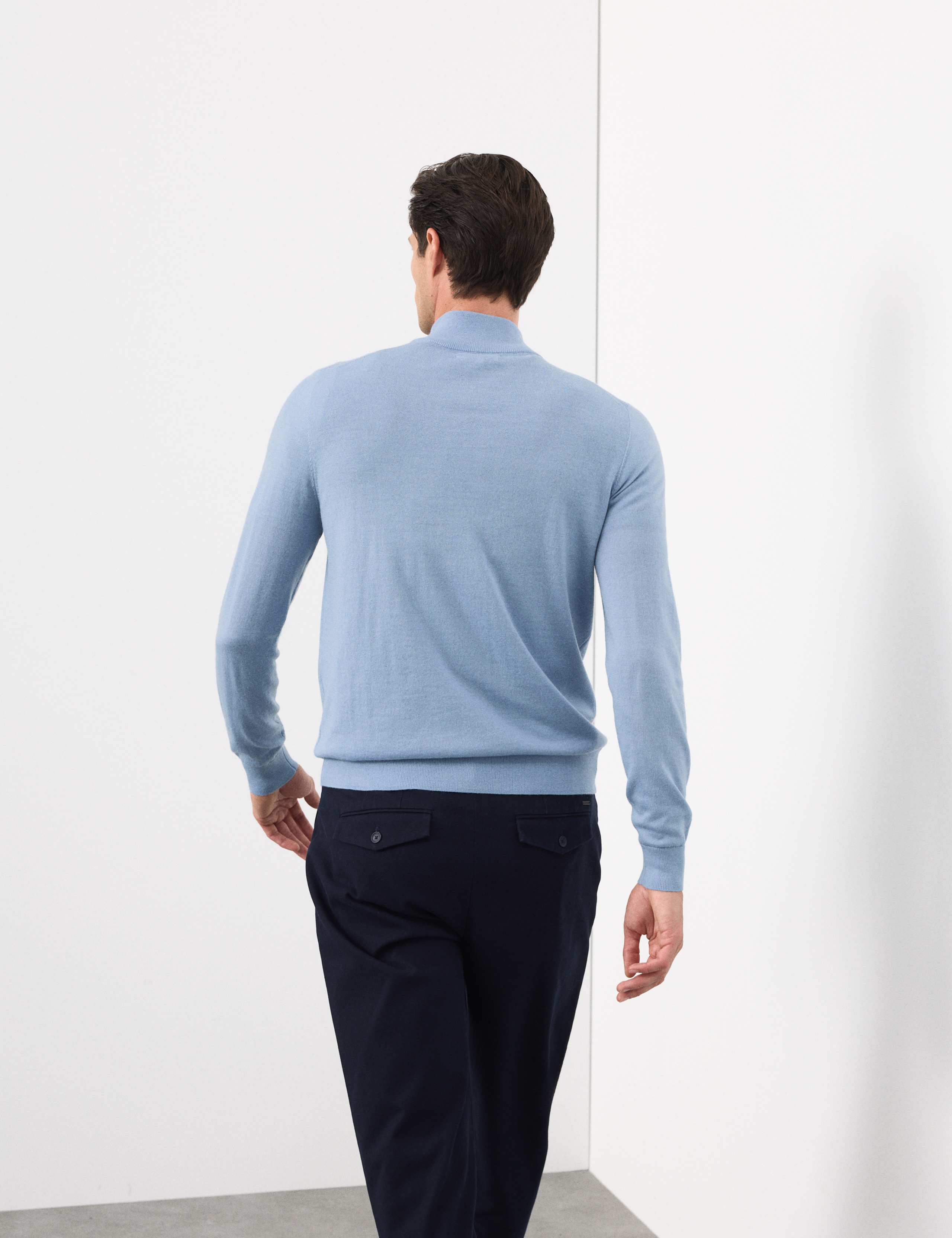 Pure Extra Fine Merino Wool Half Zip Jumper 3 of 7