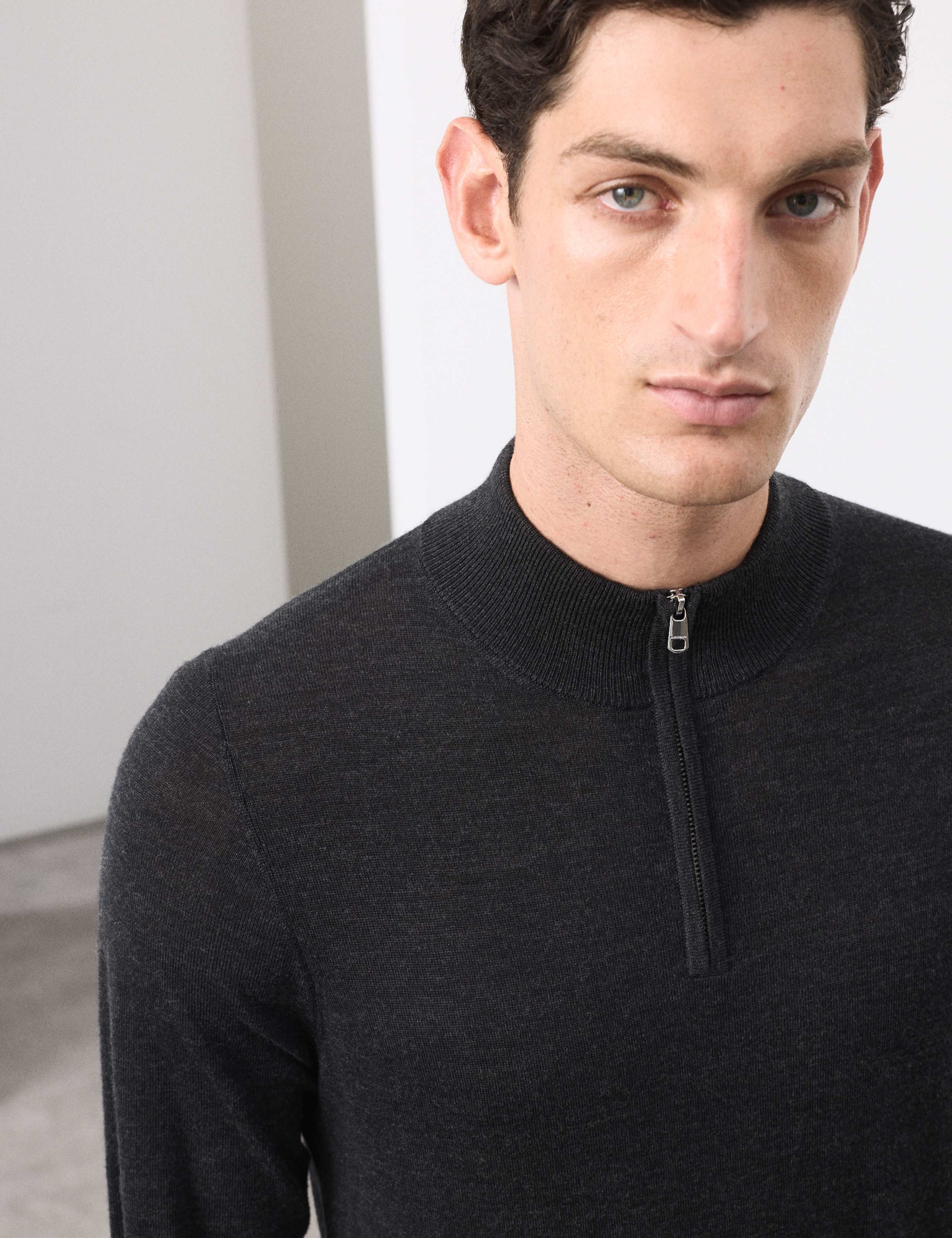 Pure Extra Fine Merino Wool Half Zip Jumper 1 of 5