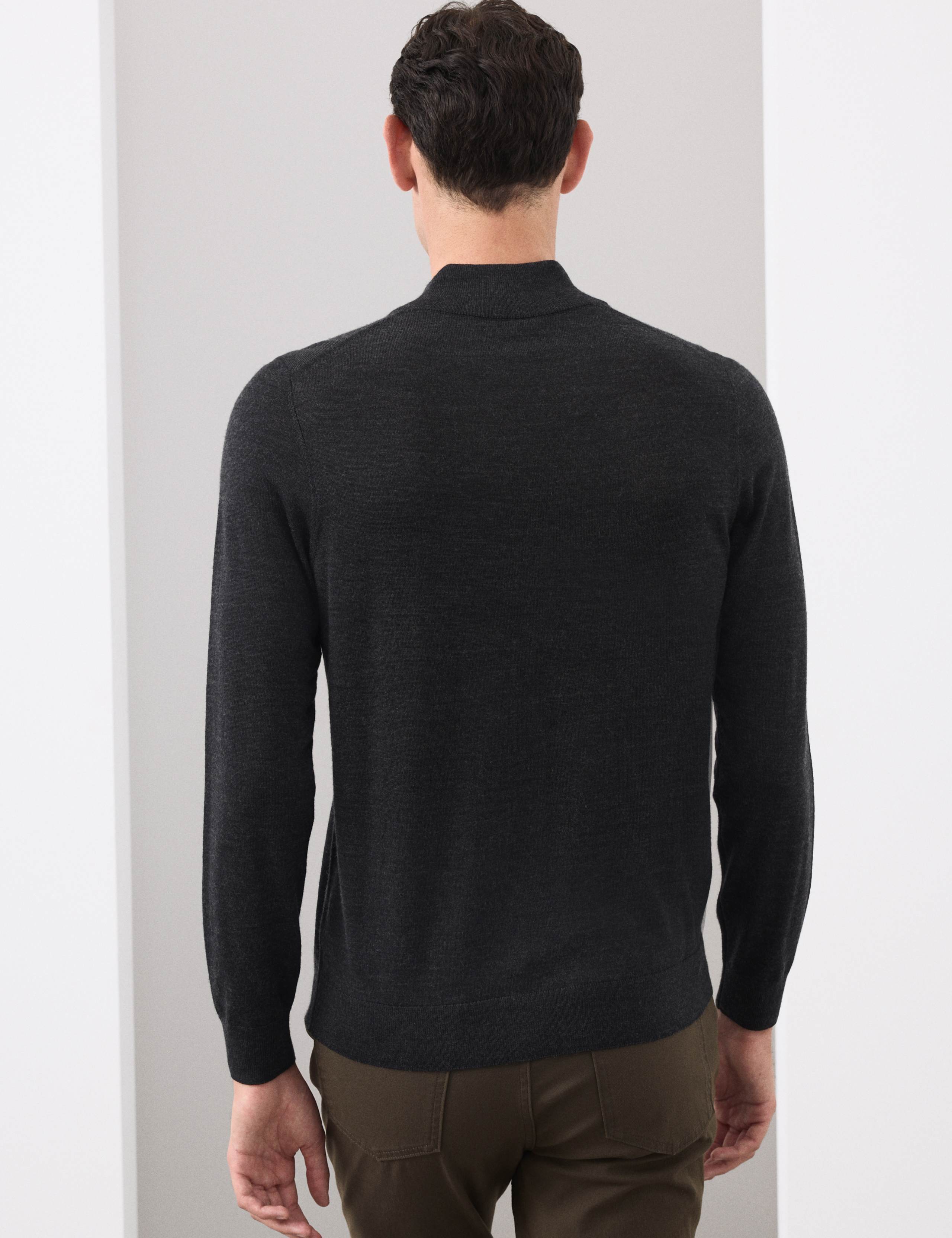 Pure Extra Fine Merino Wool Half Zip Jumper 4 of 5