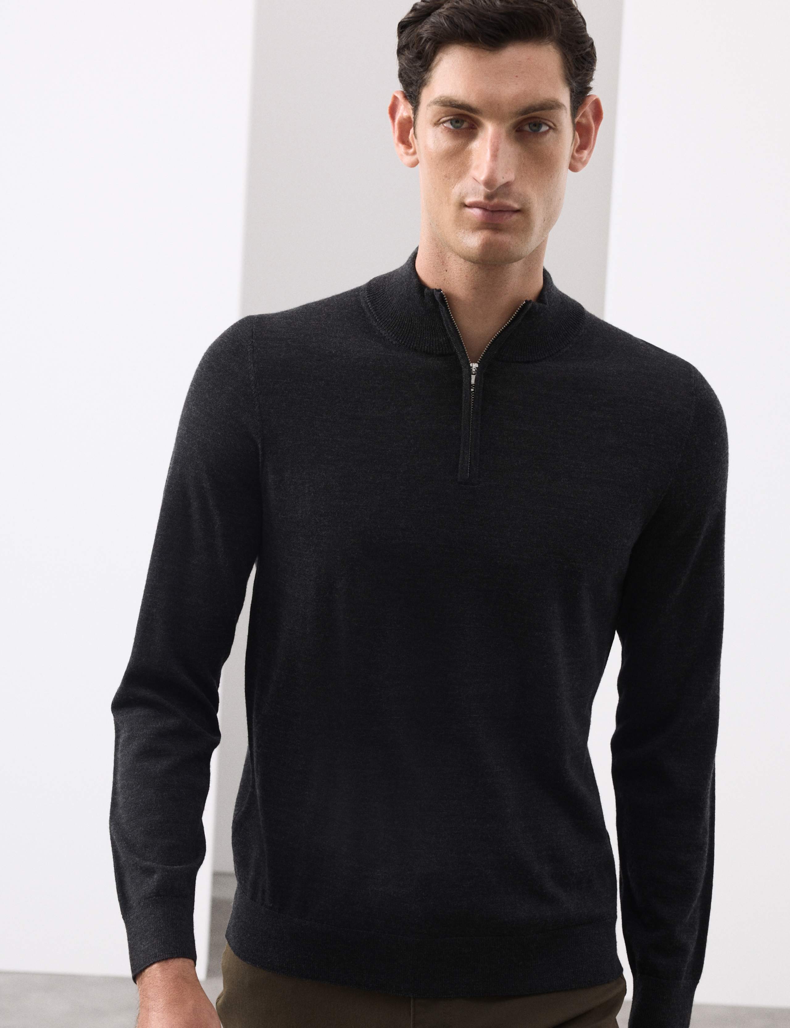 Pure Extra Fine Merino Wool Half Zip Jumper 5 of 5