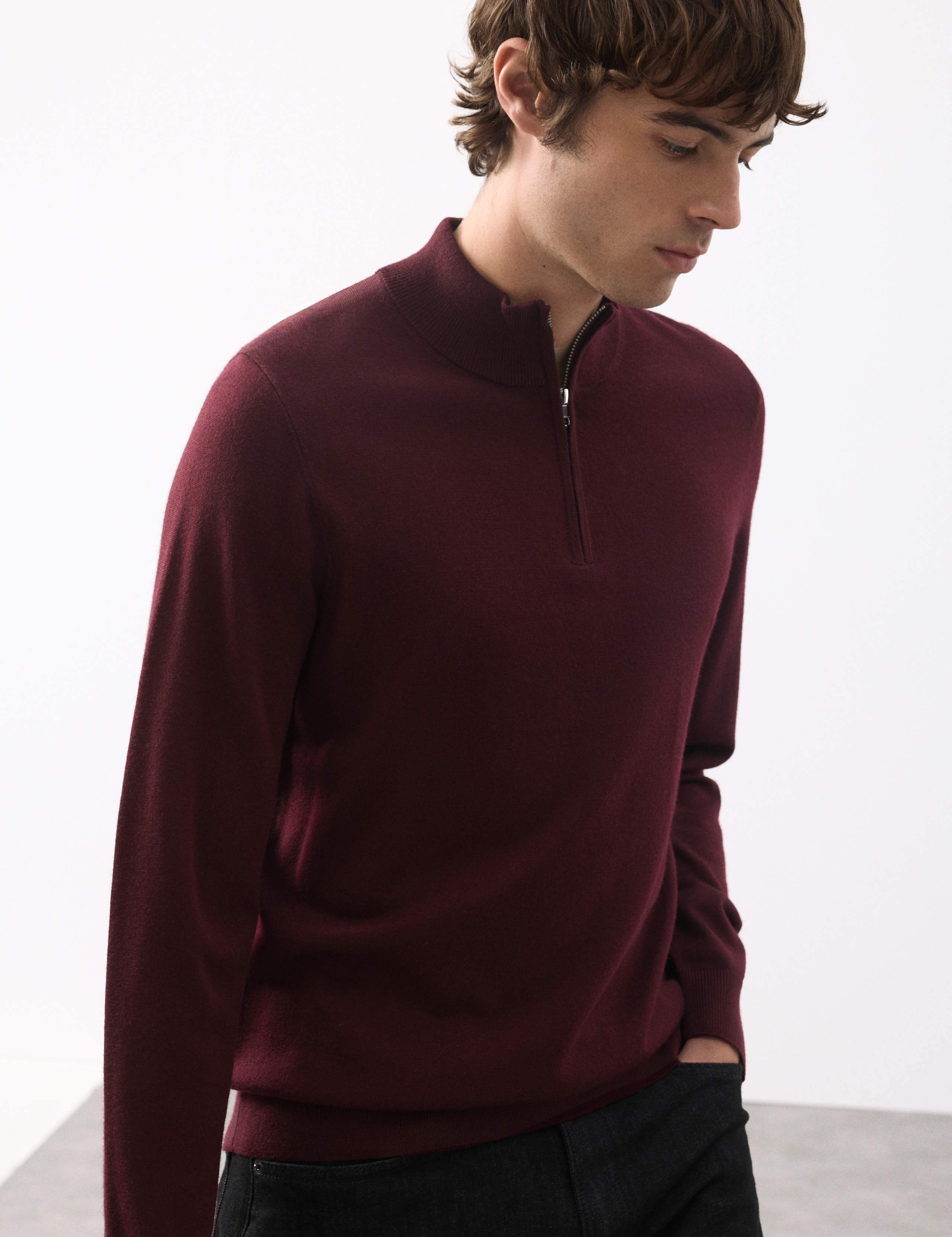 Pure Extra Fine Merino Wool Half Zip Jumper 4 of 7