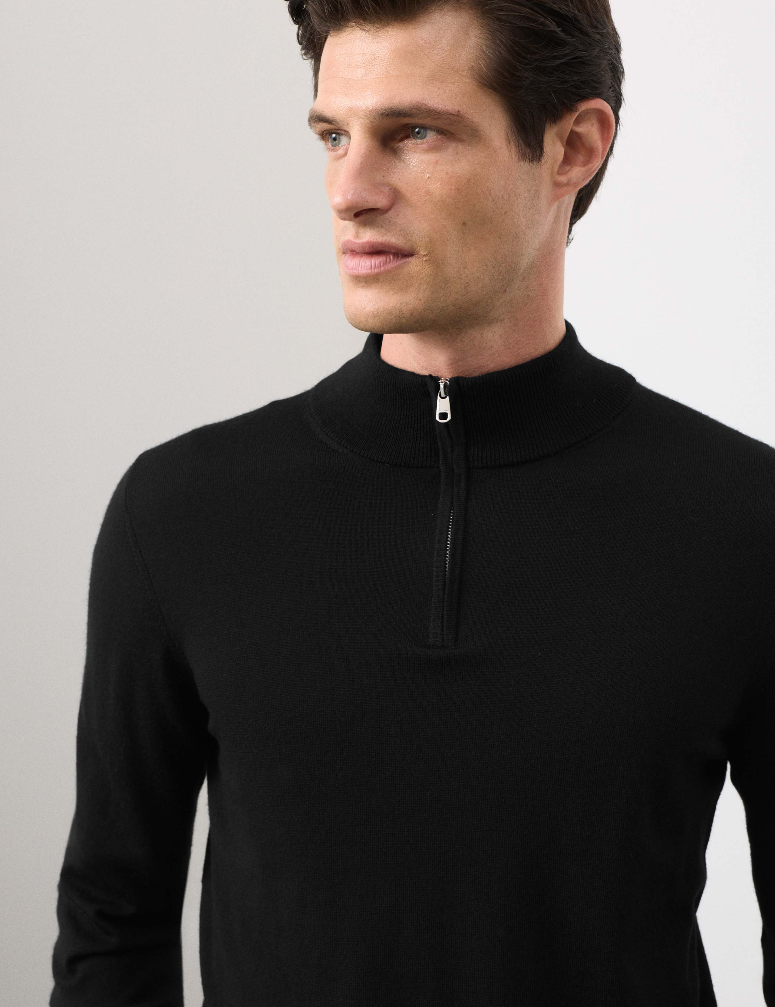 Pure Extra Fine Merino Wool Half Zip Jumper 1 of 6