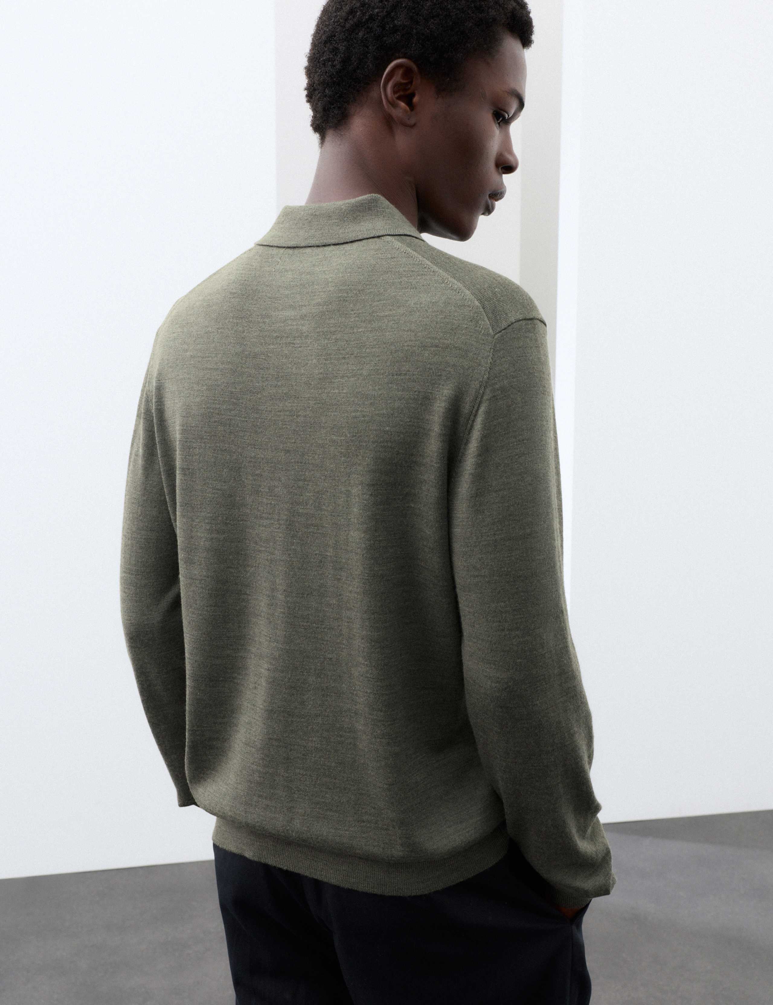Pure Extra Fine Merino Wool Polo Shirt 3 of 7