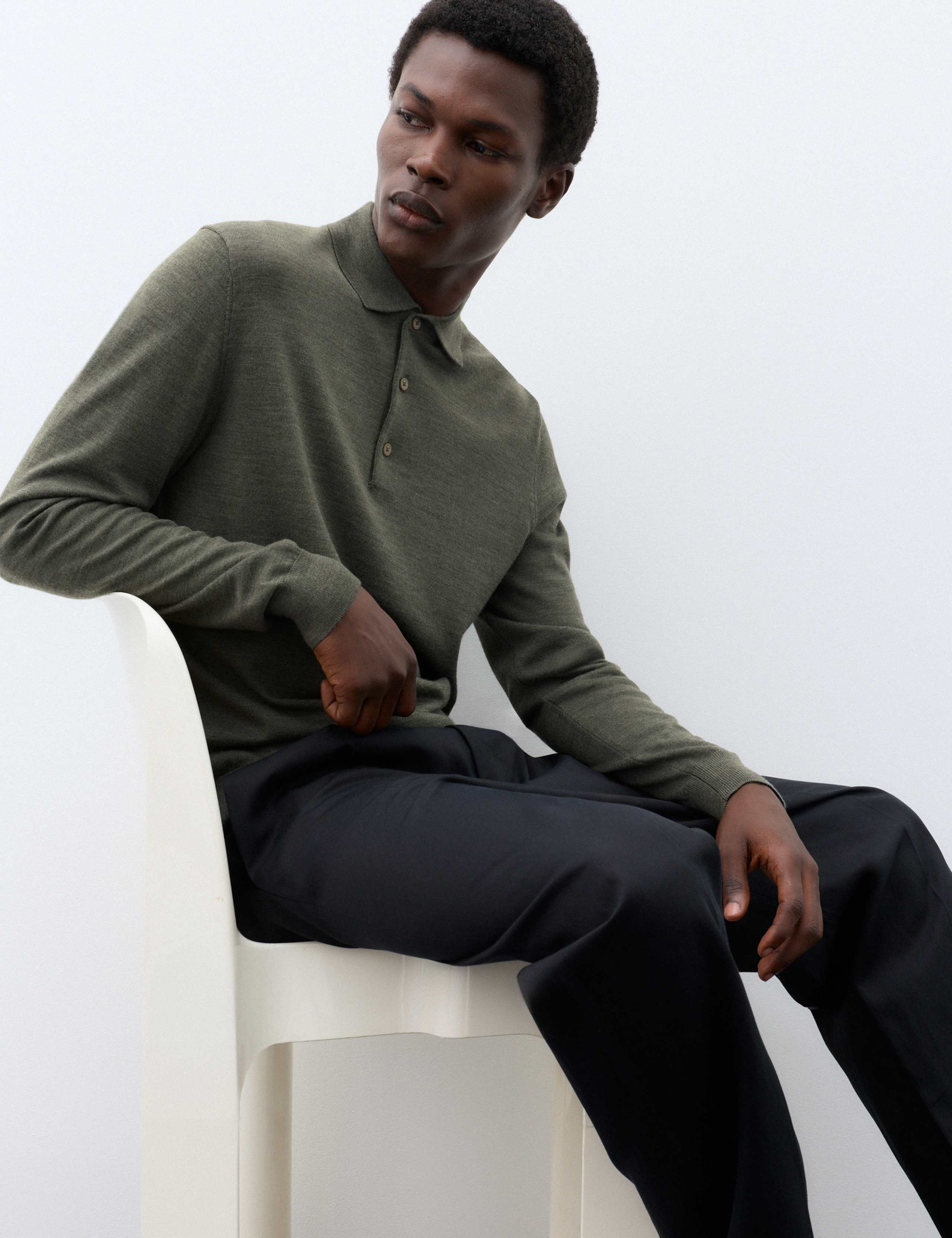 Pure Extra Fine Merino Wool Polo Shirt 4 of 7