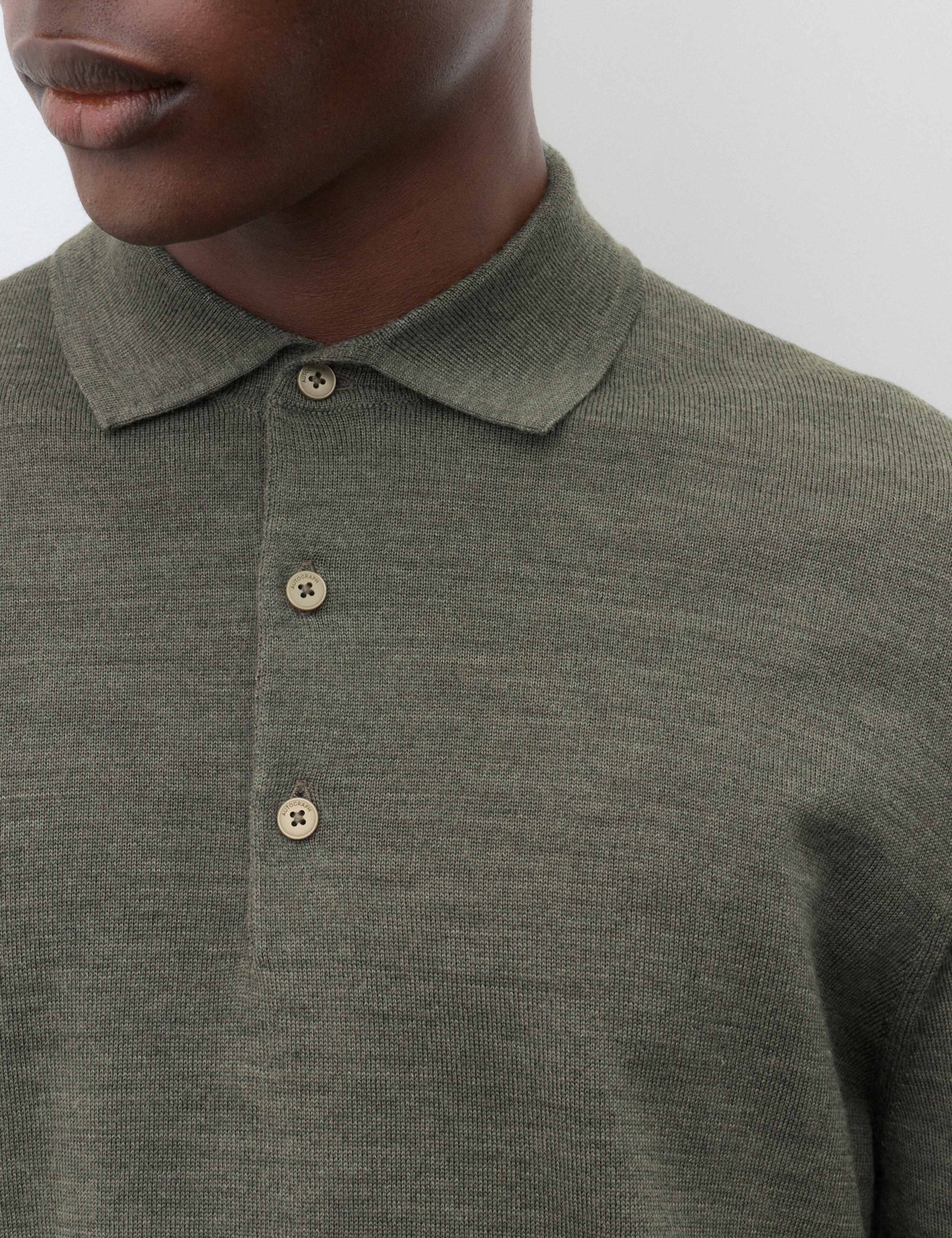 Pure Extra Fine Merino Wool Polo Shirt 6 of 7