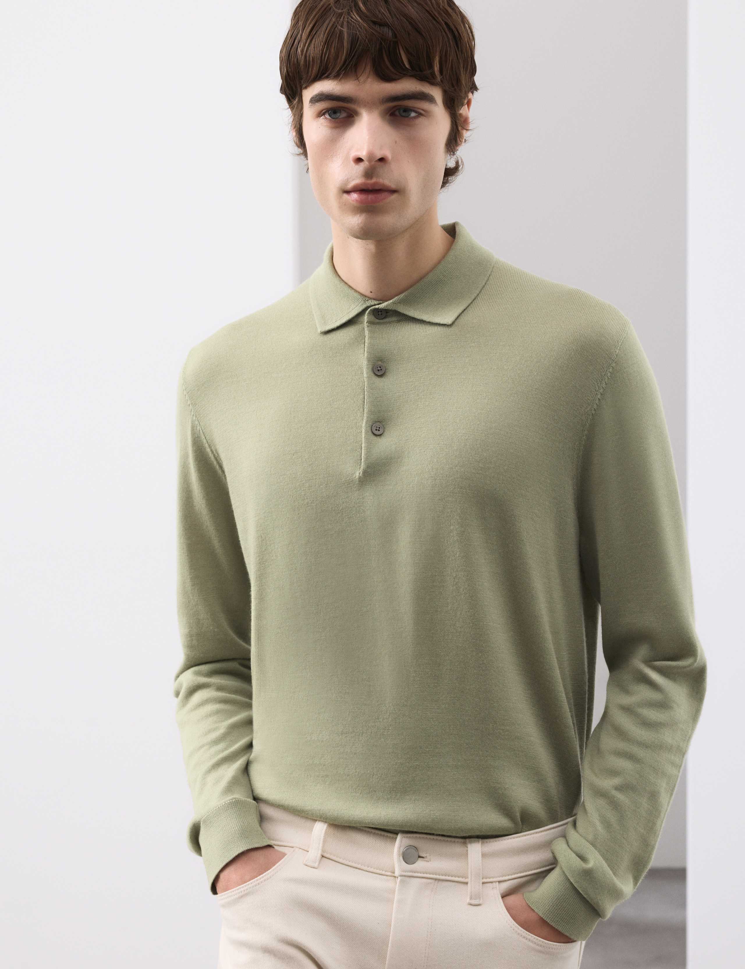 Pure Extra Fine Merino Wool Polo Shirt 1 of 6