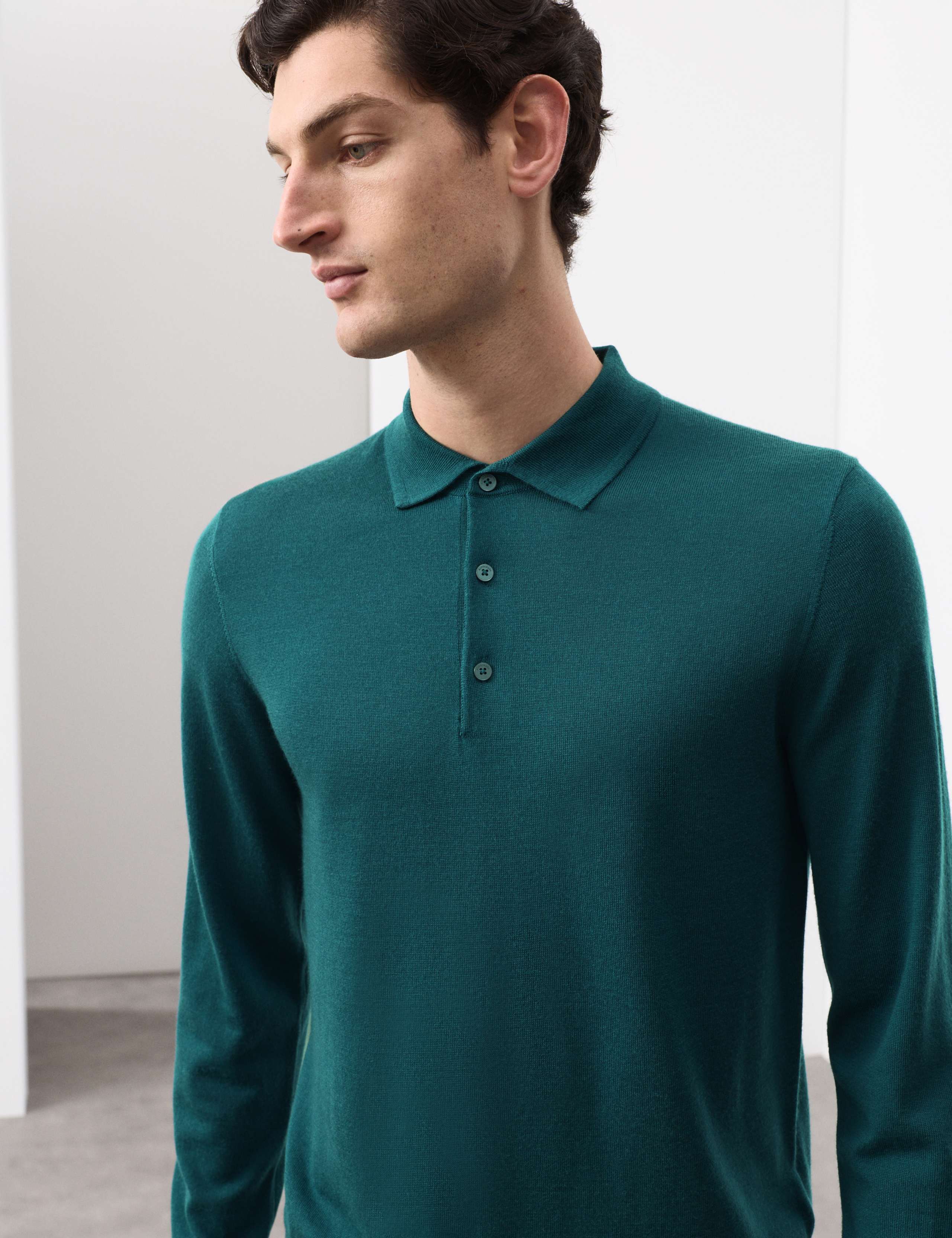 Pure Extra Fine Merino Wool Polo Shirt 1 of 6