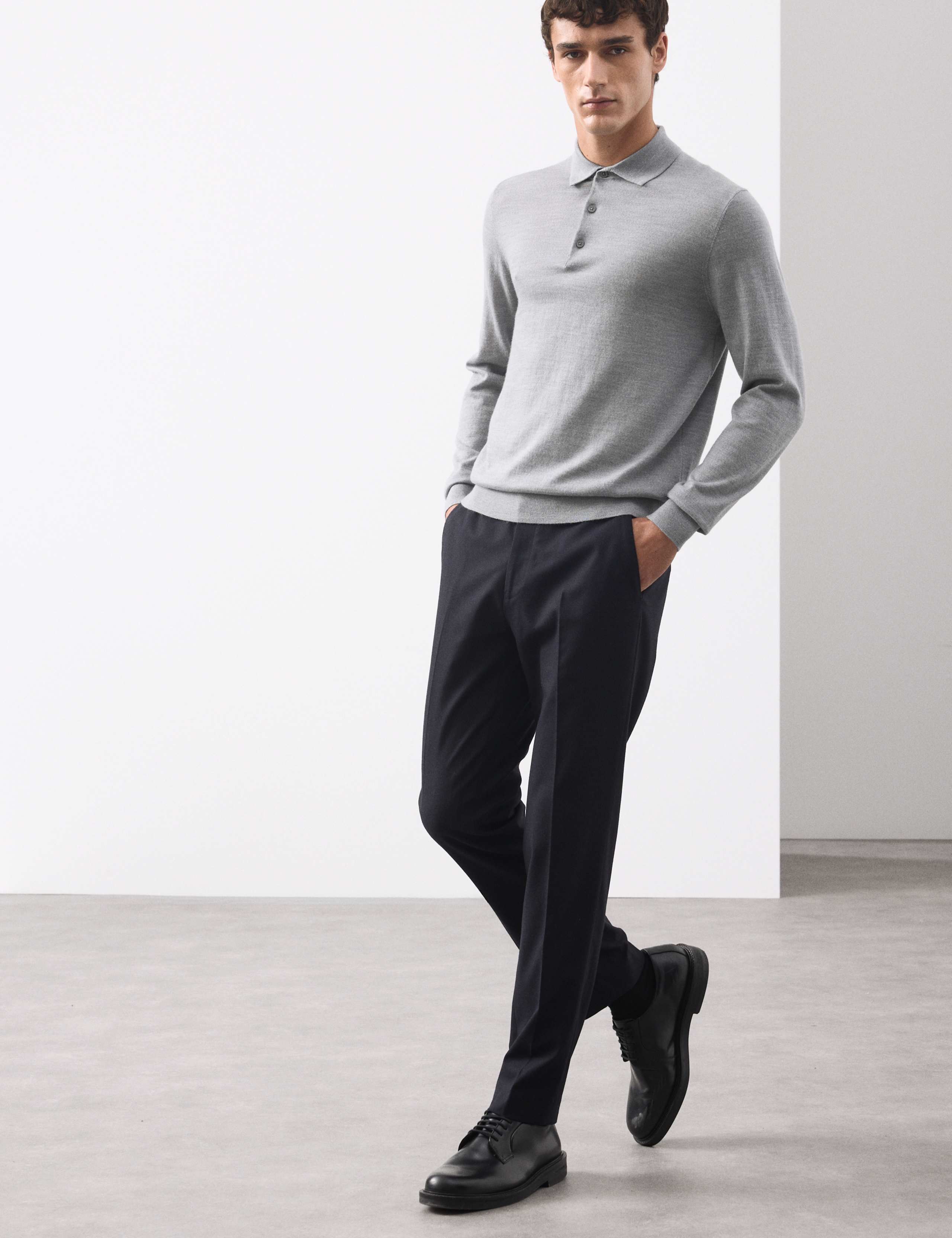 Pure Extra Fine Merino Wool Polo Shirt 7 of 7