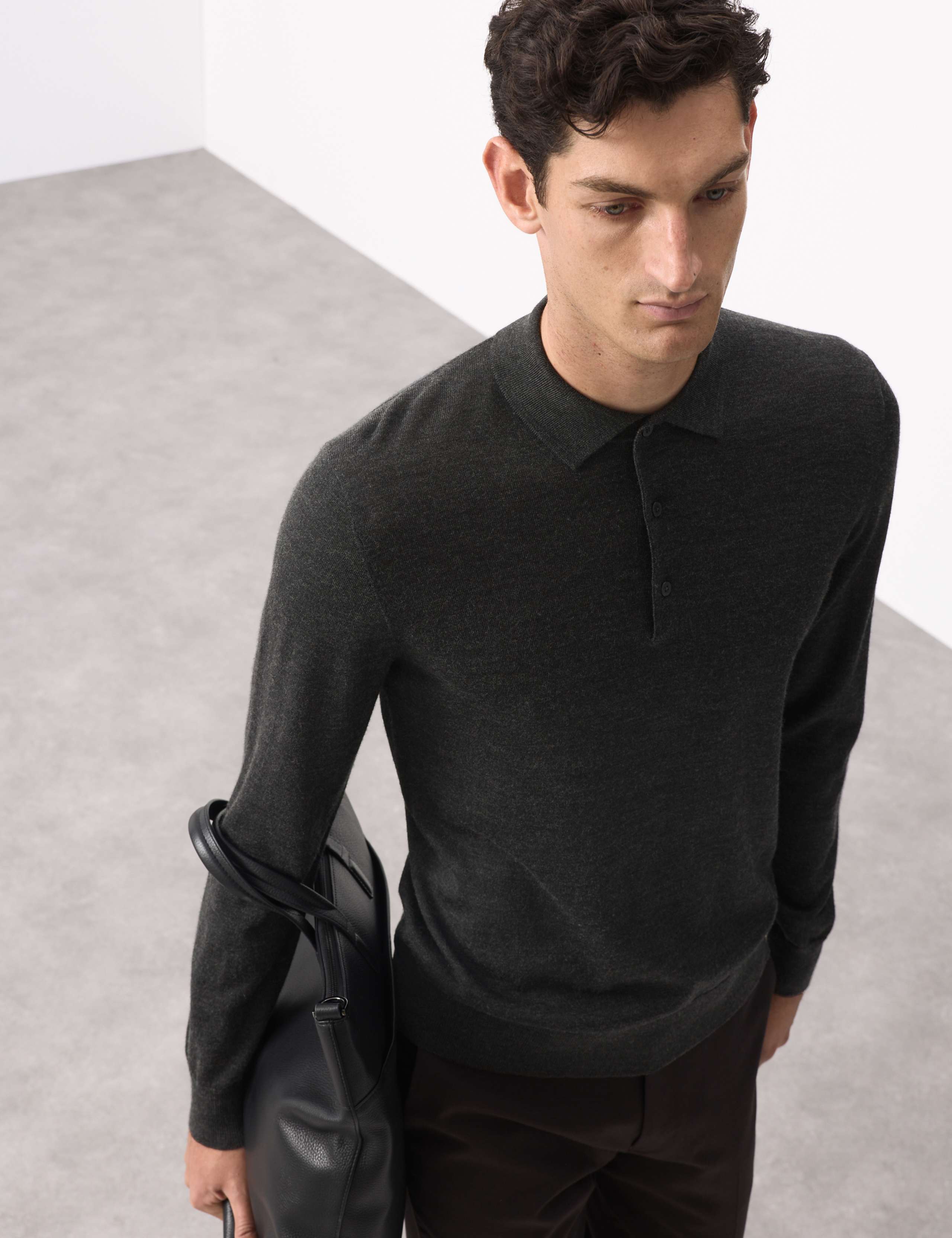 Pure Extra Fine Merino Wool Polo Shirt 3 of 4