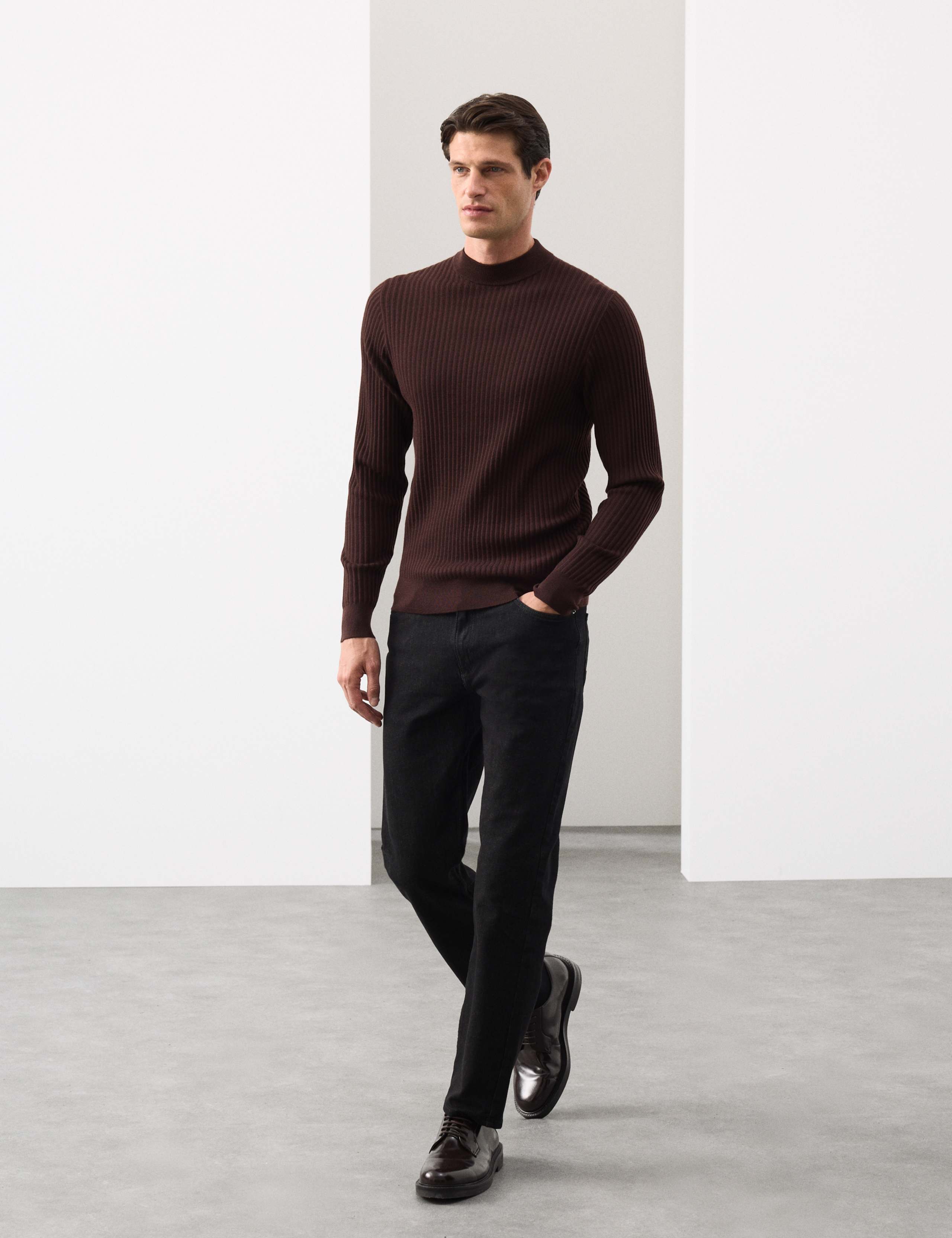 Merino Blend Rib Mock Neck Jumper 3 of 7