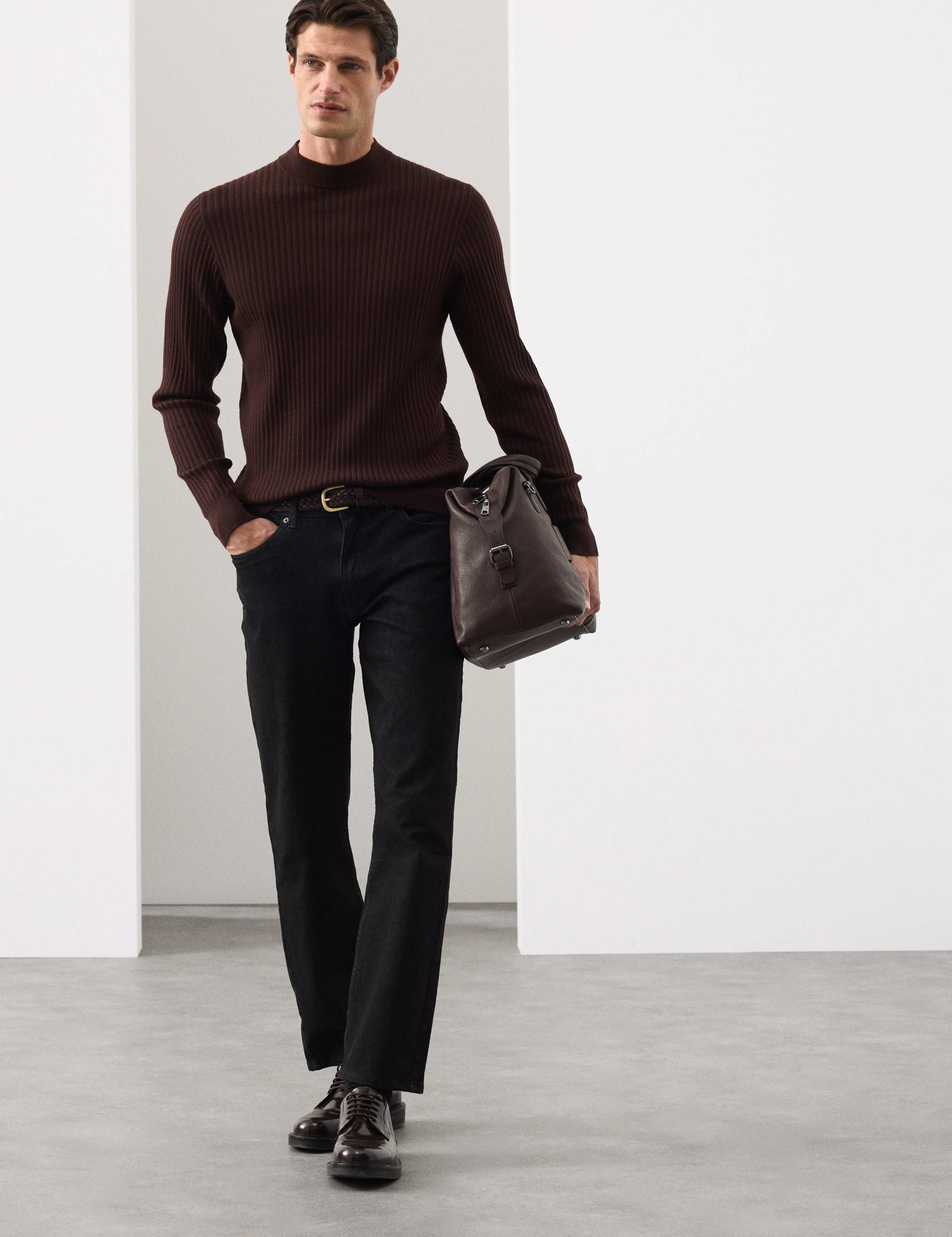 Merino Blend Rib Mock Neck Jumper 5 of 7