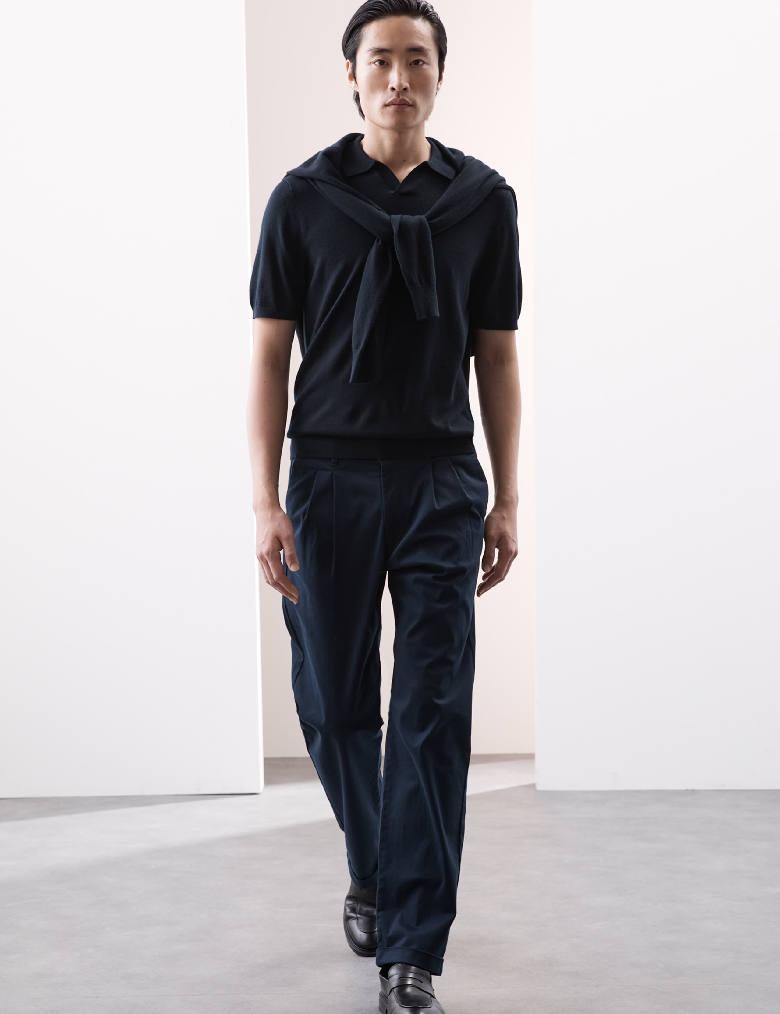 Pure Extra Fine Merino Wool Knitted Polo Shirt 1 of 7