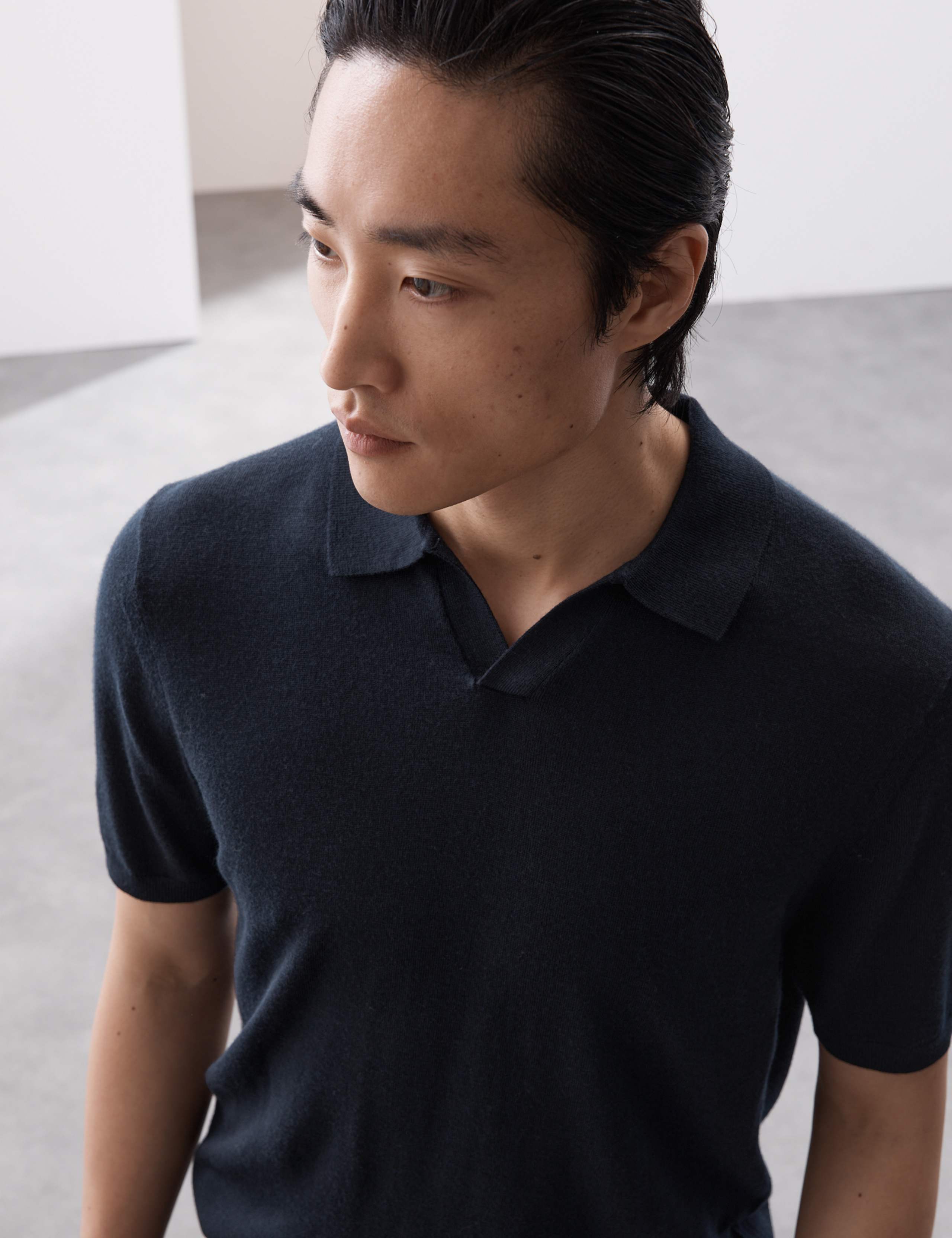 Pure Extra Fine Merino Wool Knitted Polo Shirt 3 of 7