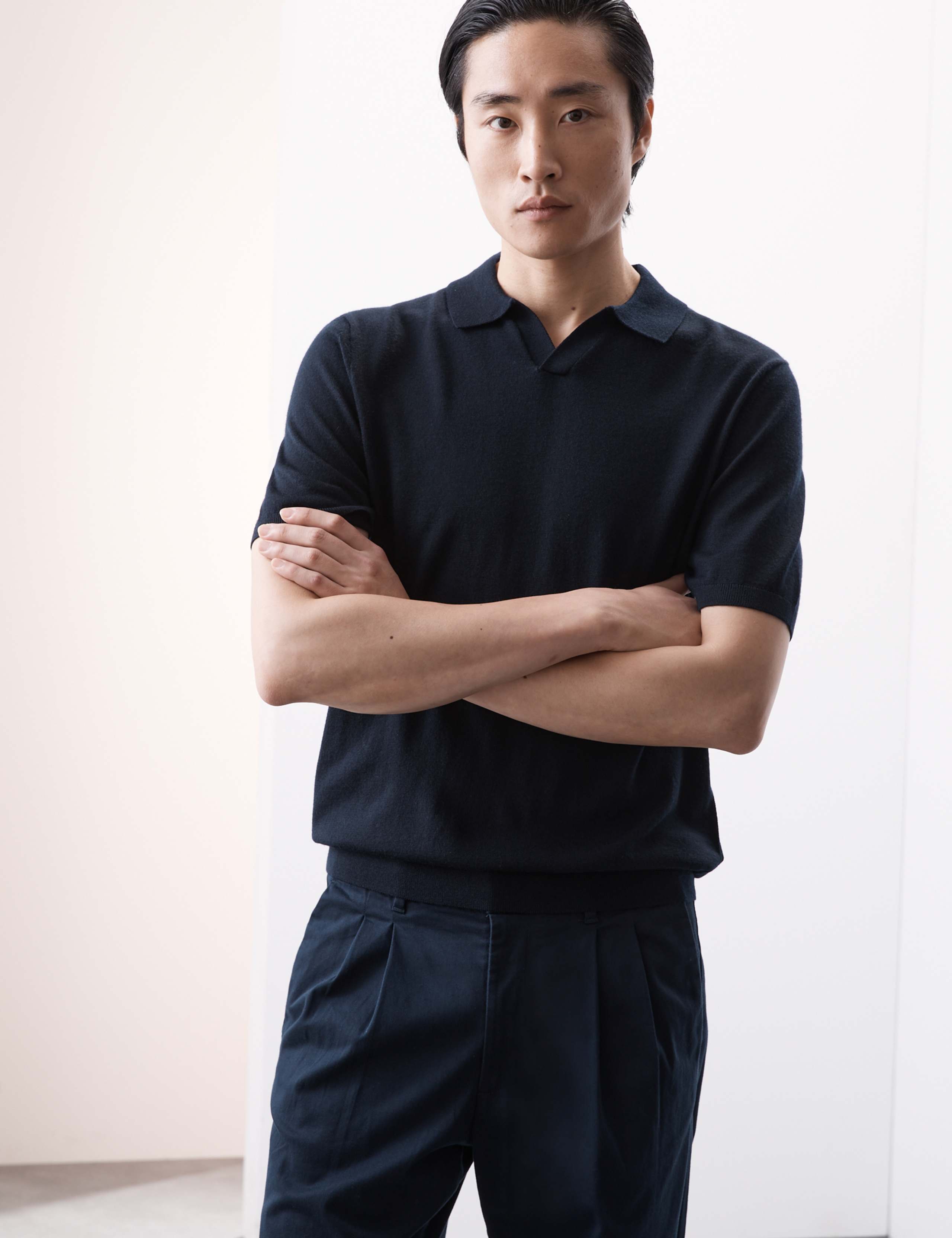 Pure Extra Fine Merino Wool Knitted Polo Shirt 4 of 7