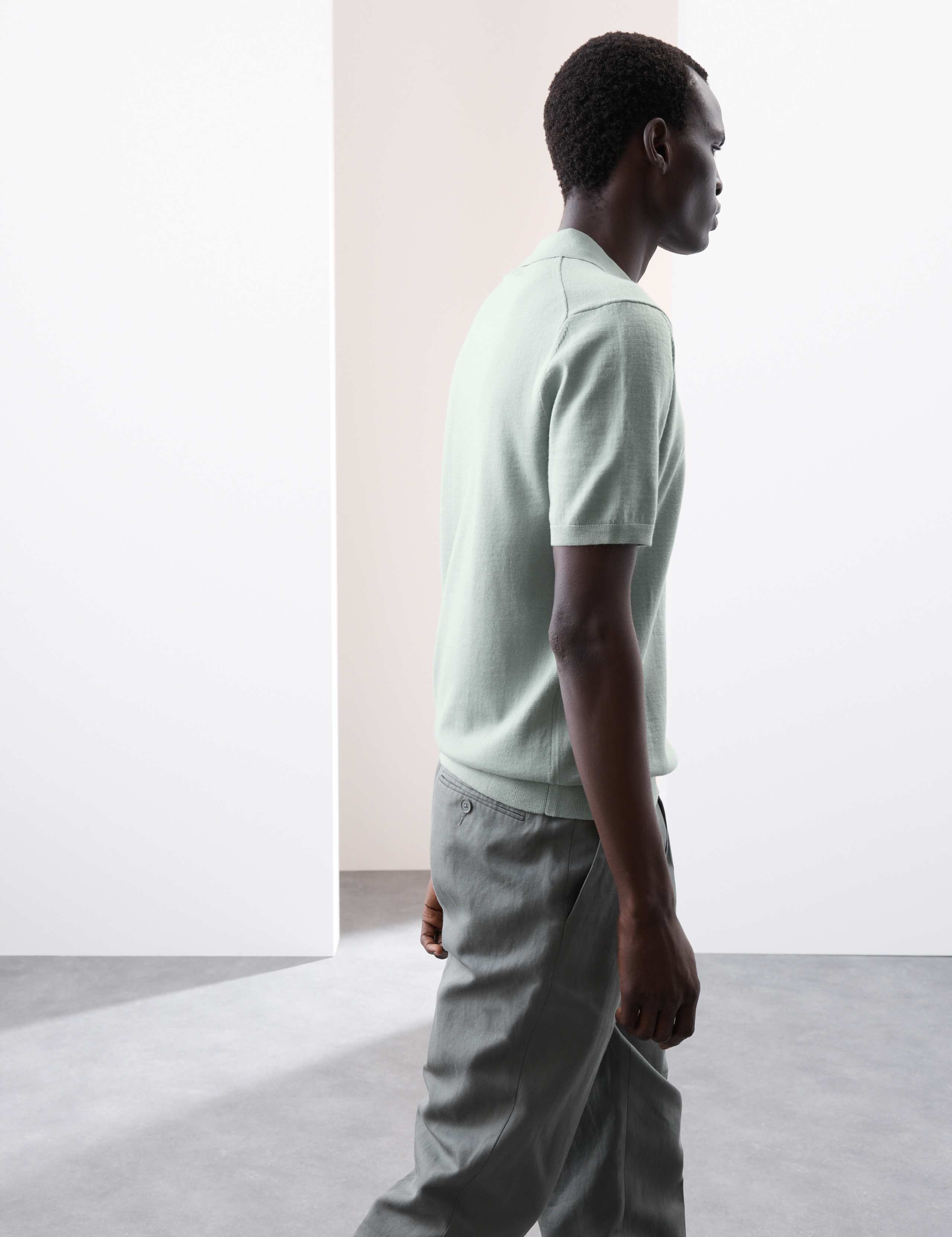 Pure Extra Fine Merino Wool Knitted Polo Shirt 4 of 5