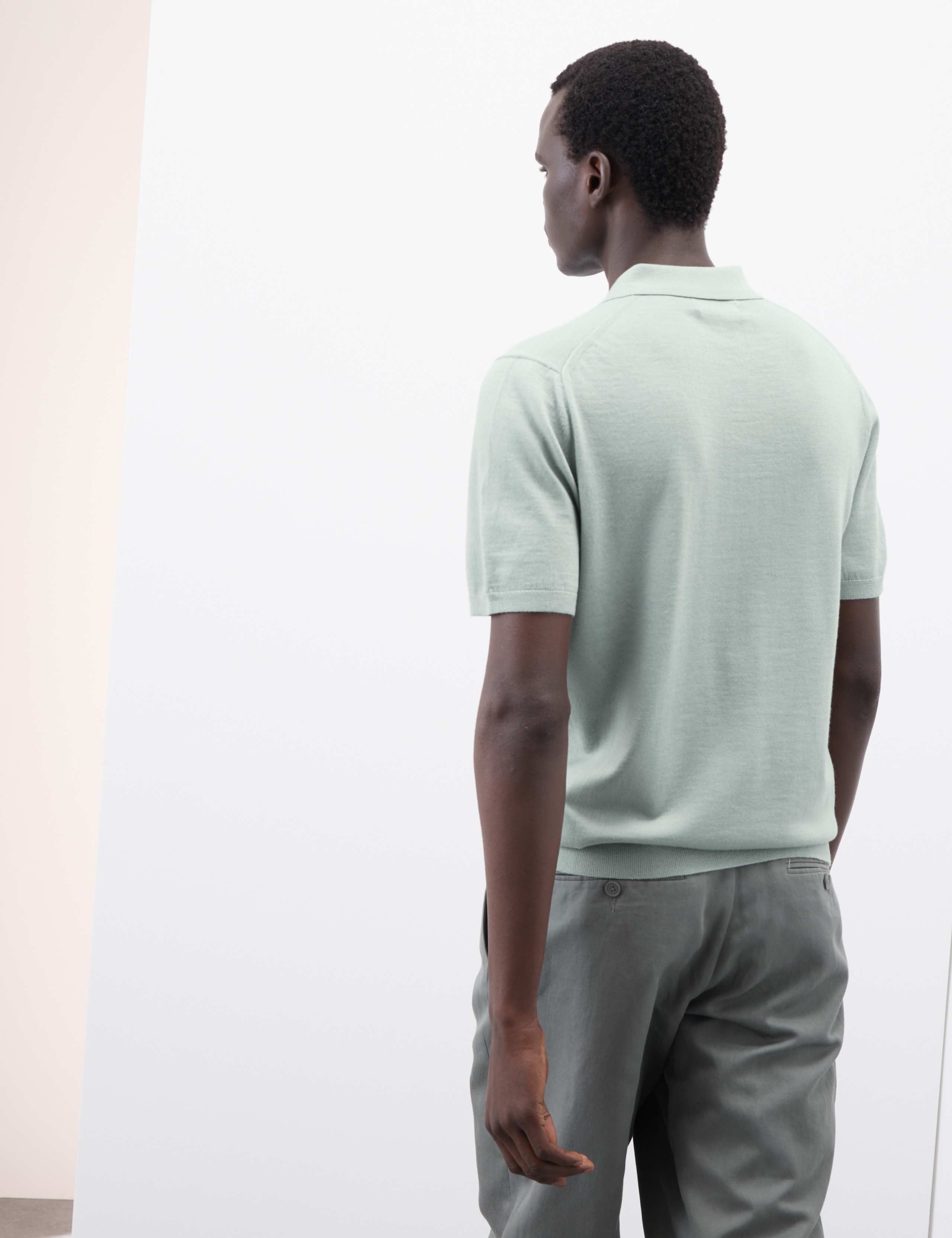 Pure Extra Fine Merino Wool Knitted Polo Shirt 5 of 5