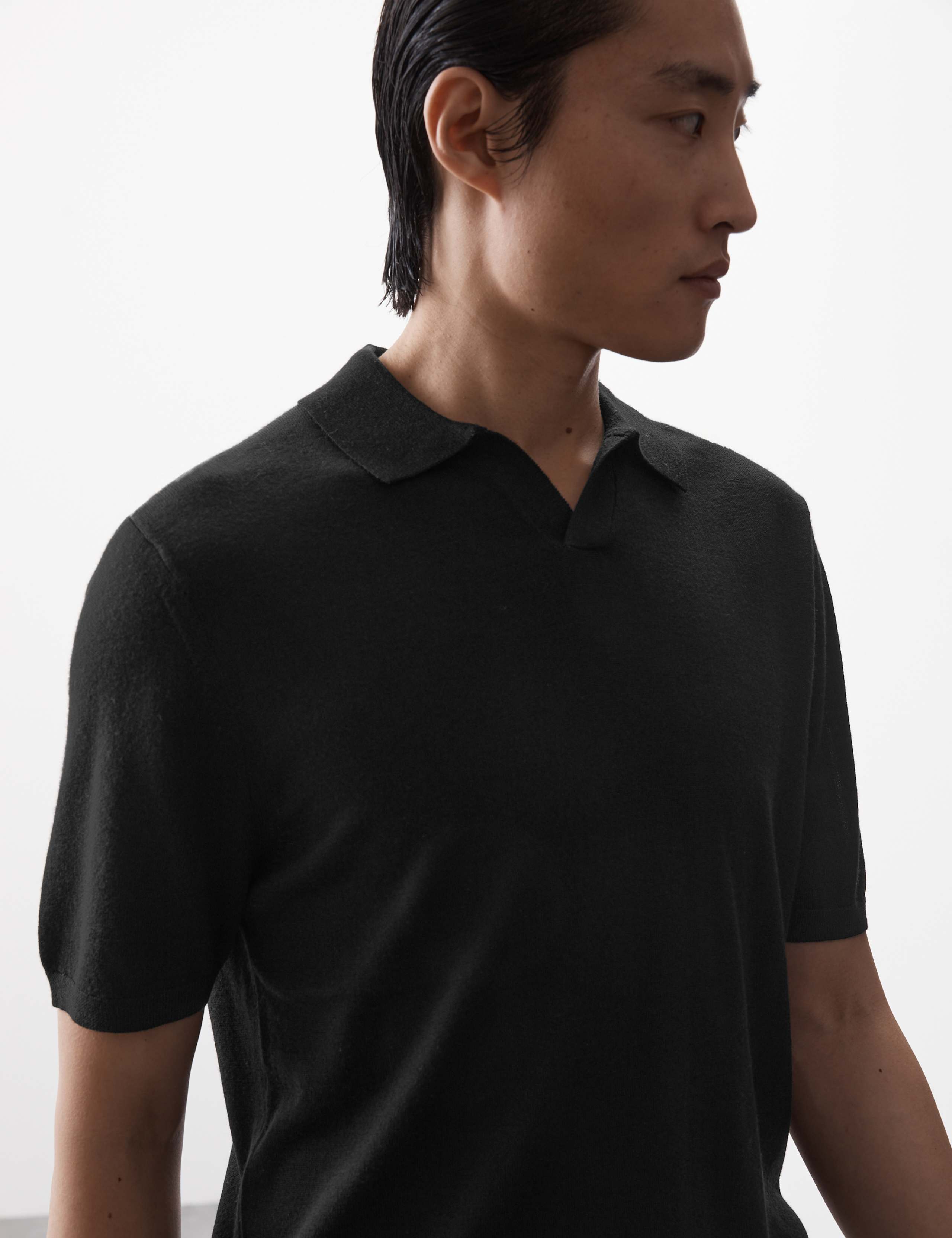 Pure Extra Fine Merino Wool Knitted Polo Shirt 7 of 7