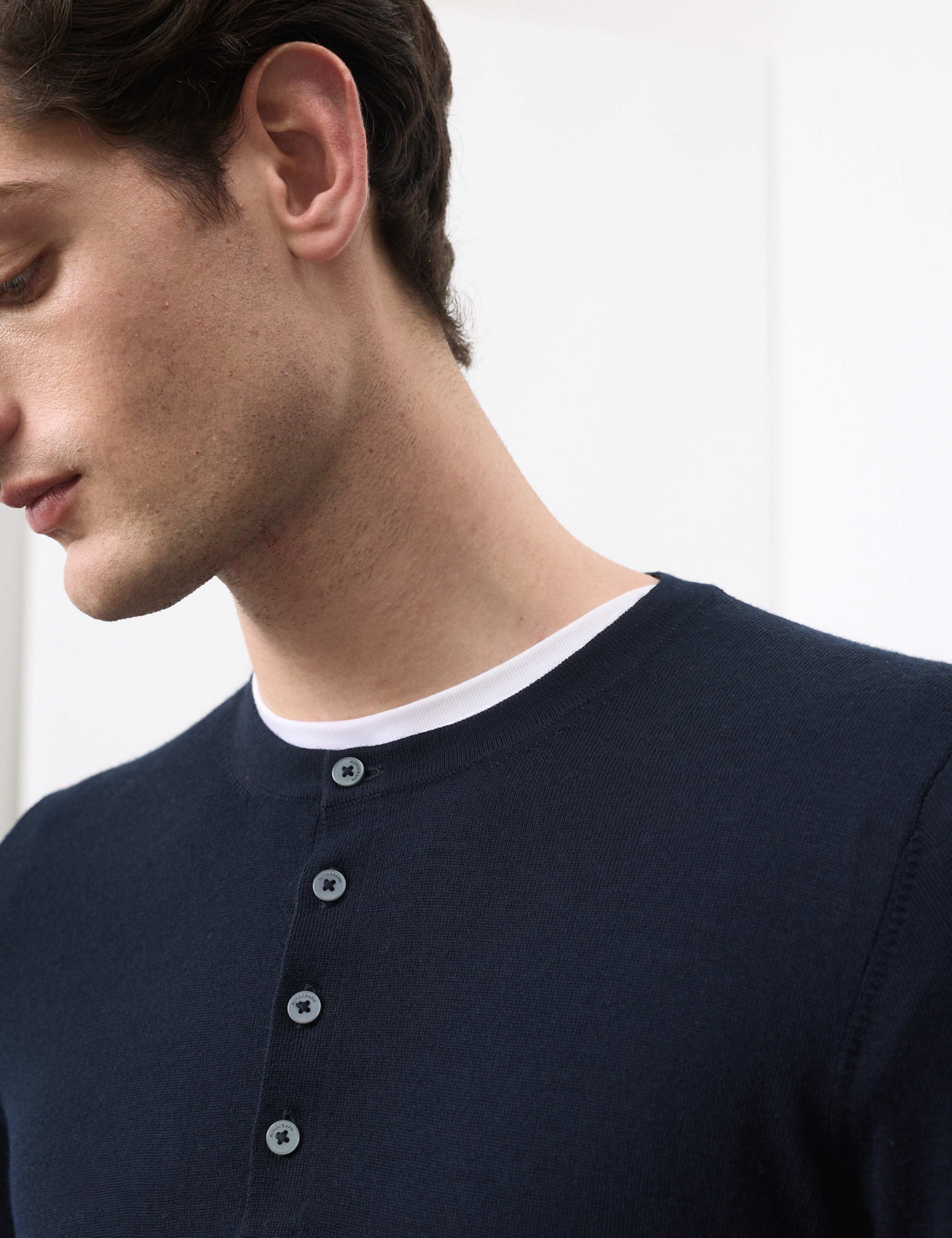 Pure Extra Fine Merino Wool Henley Jumper 4 of 5