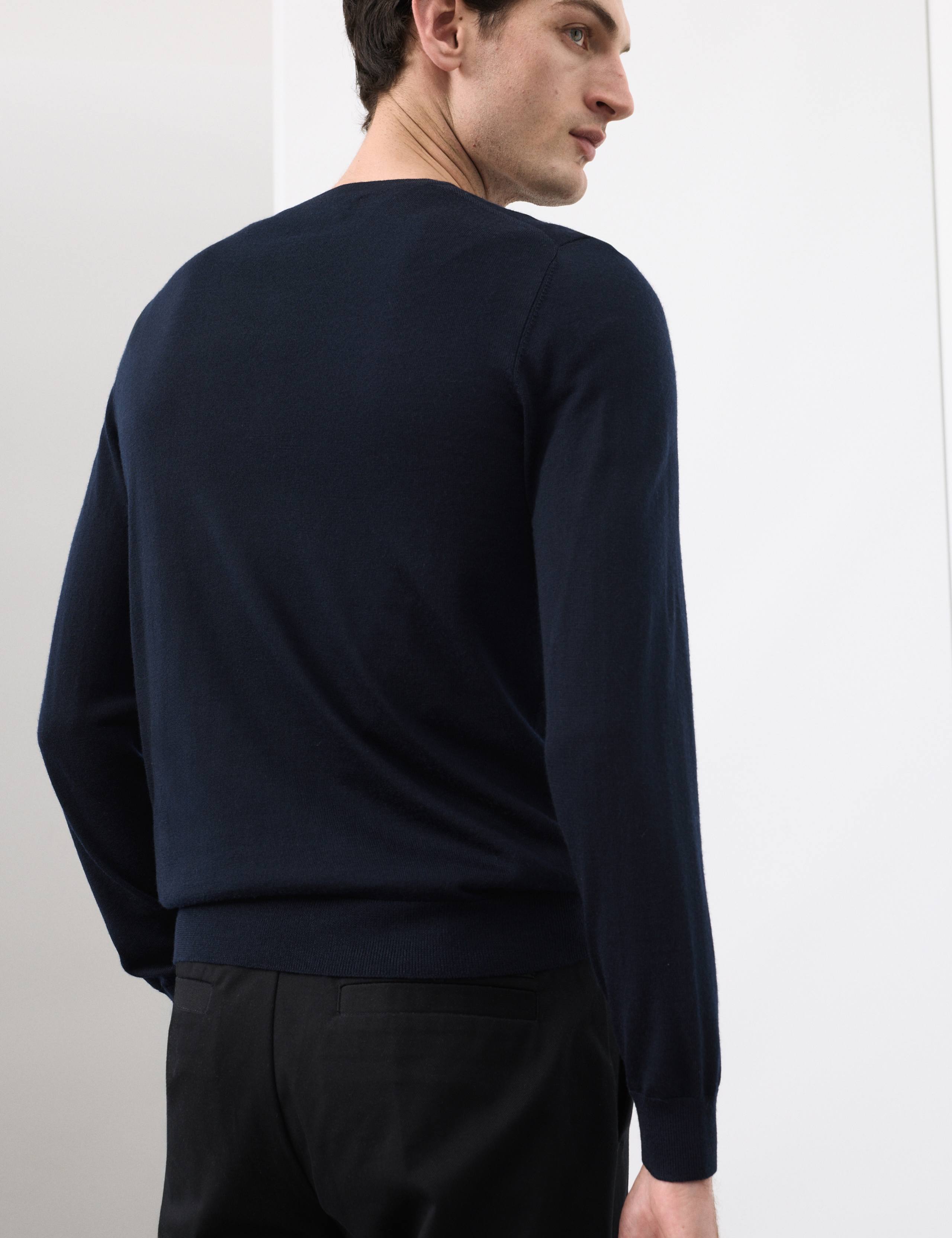 Pure Extra Fine Merino Wool Henley Jumper 5 of 5