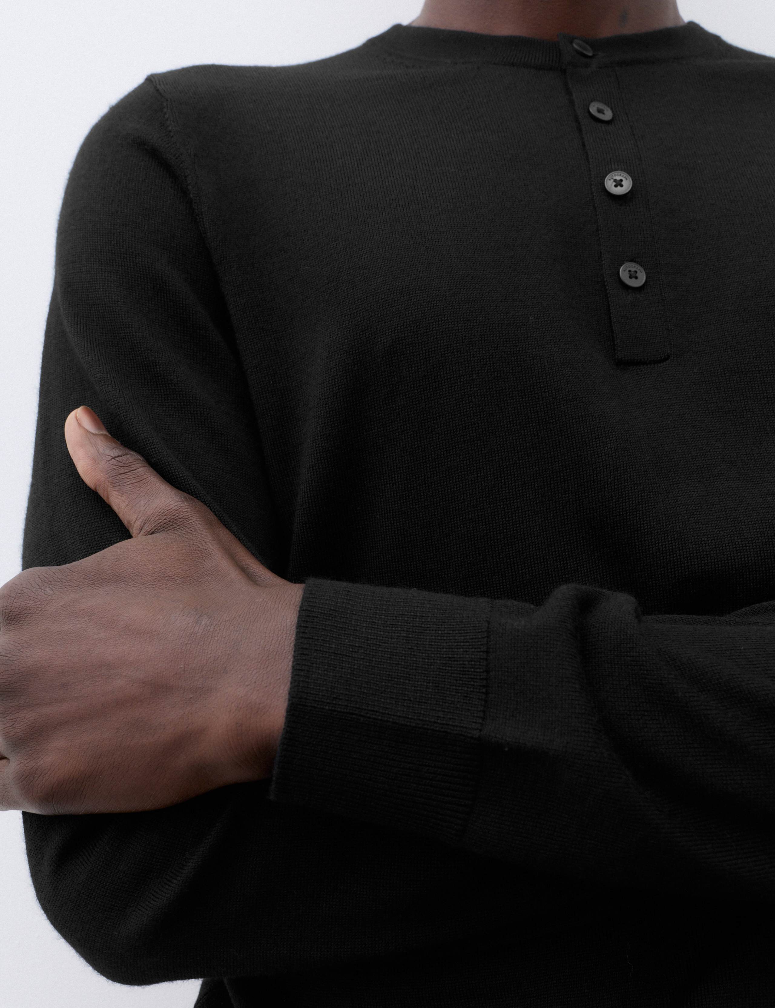 Pure Extra Fine Merino Wool Henley Jumper 7 of 7