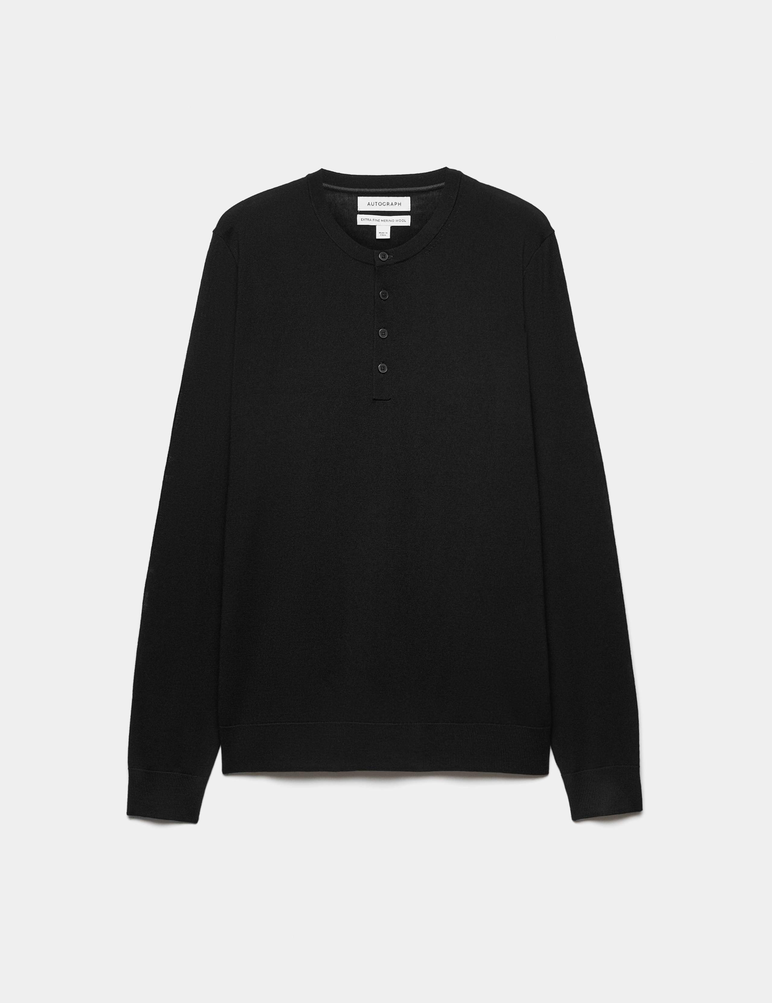 Pure Extra Fine Merino Wool Henley Jumper 2 of 7