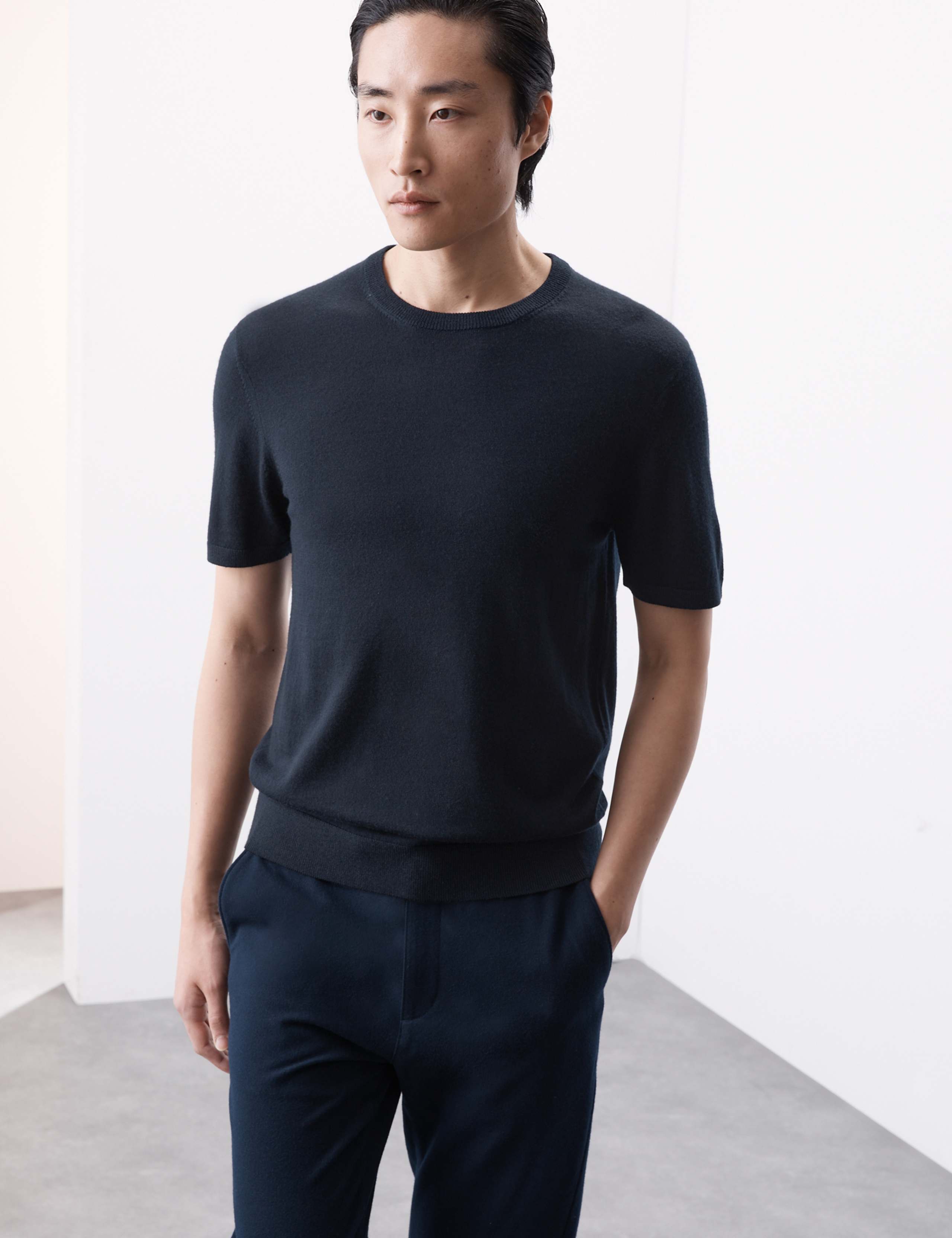 Pure Extra Fine Merino Wool Knitted T-Shirt 5 of 7