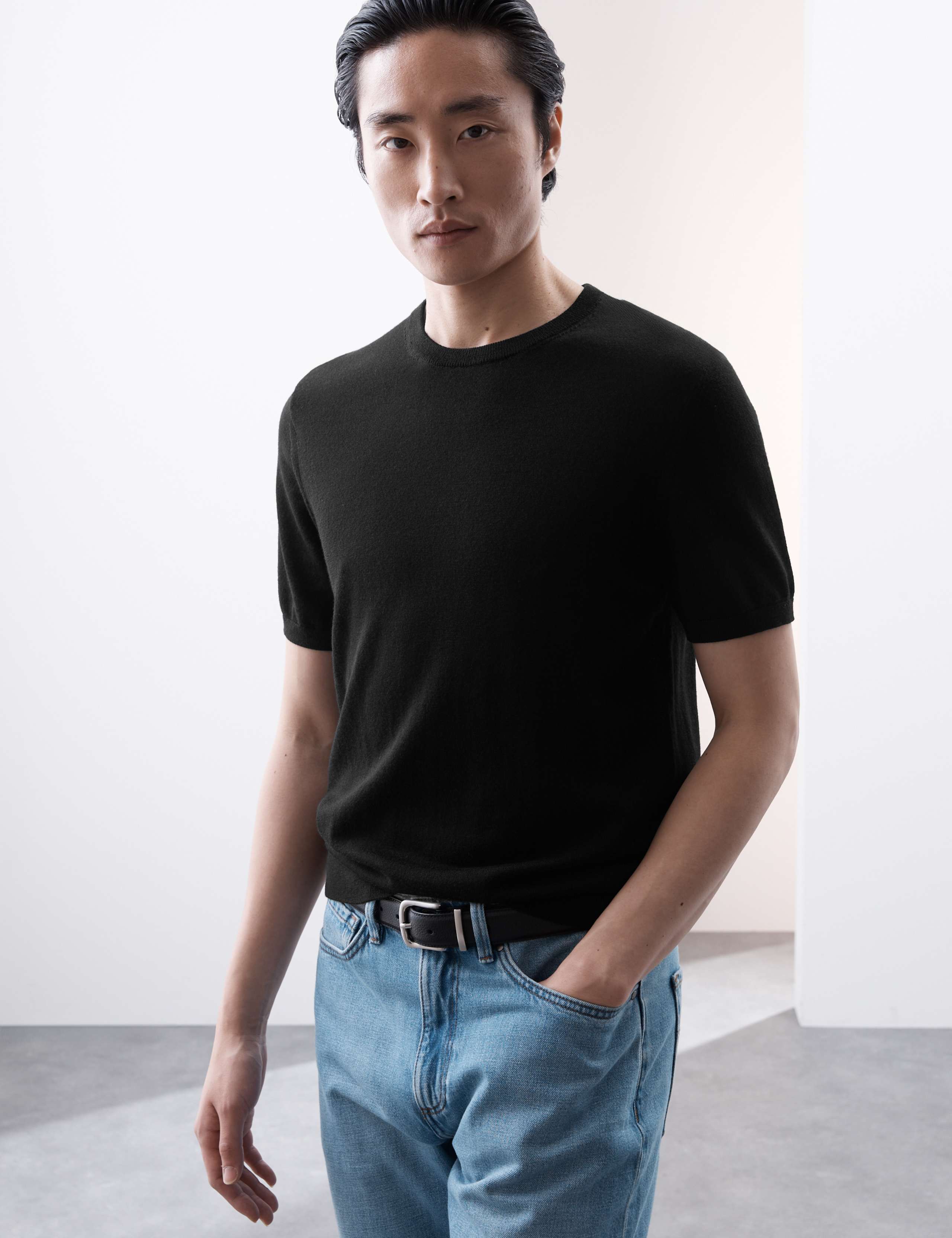 Pure Extra Fine Merino Wool Knitted T-Shirt 1 of 7