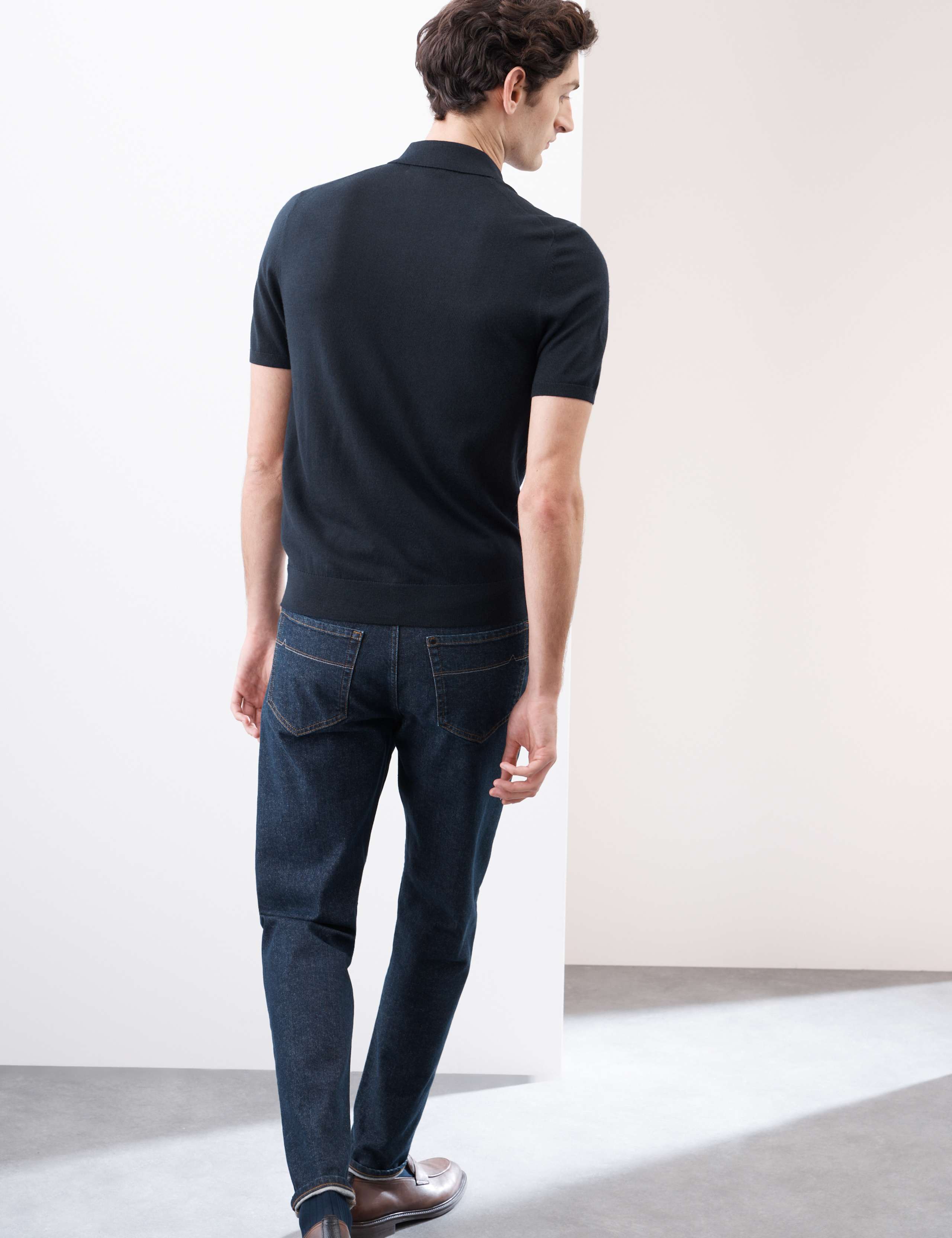 Pure Extra Fine Merino Wool Knitted Polo Shirt 6 of 7
