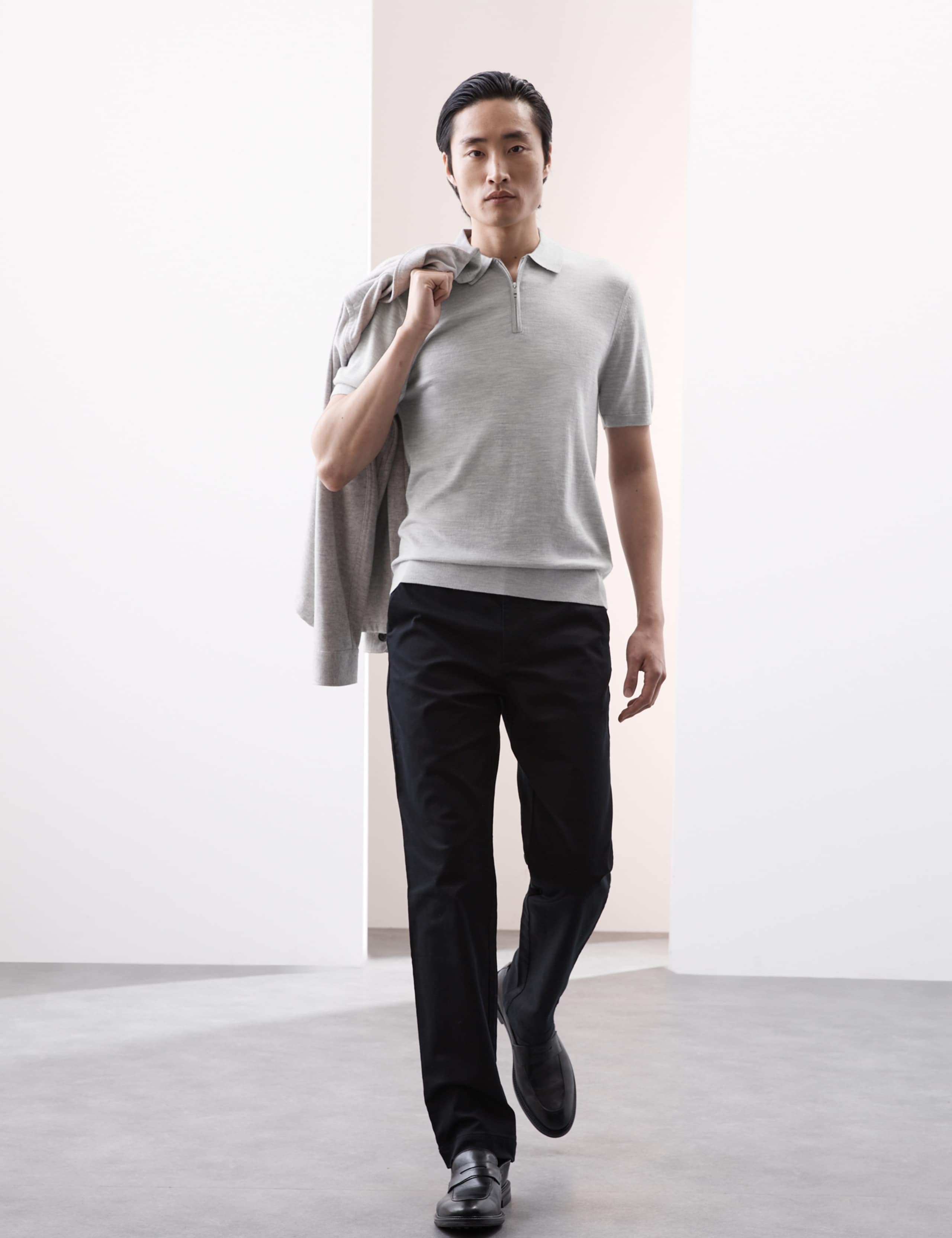 Pure Extra Fine Merino Wool Knitted Polo Shirt 3 of 7