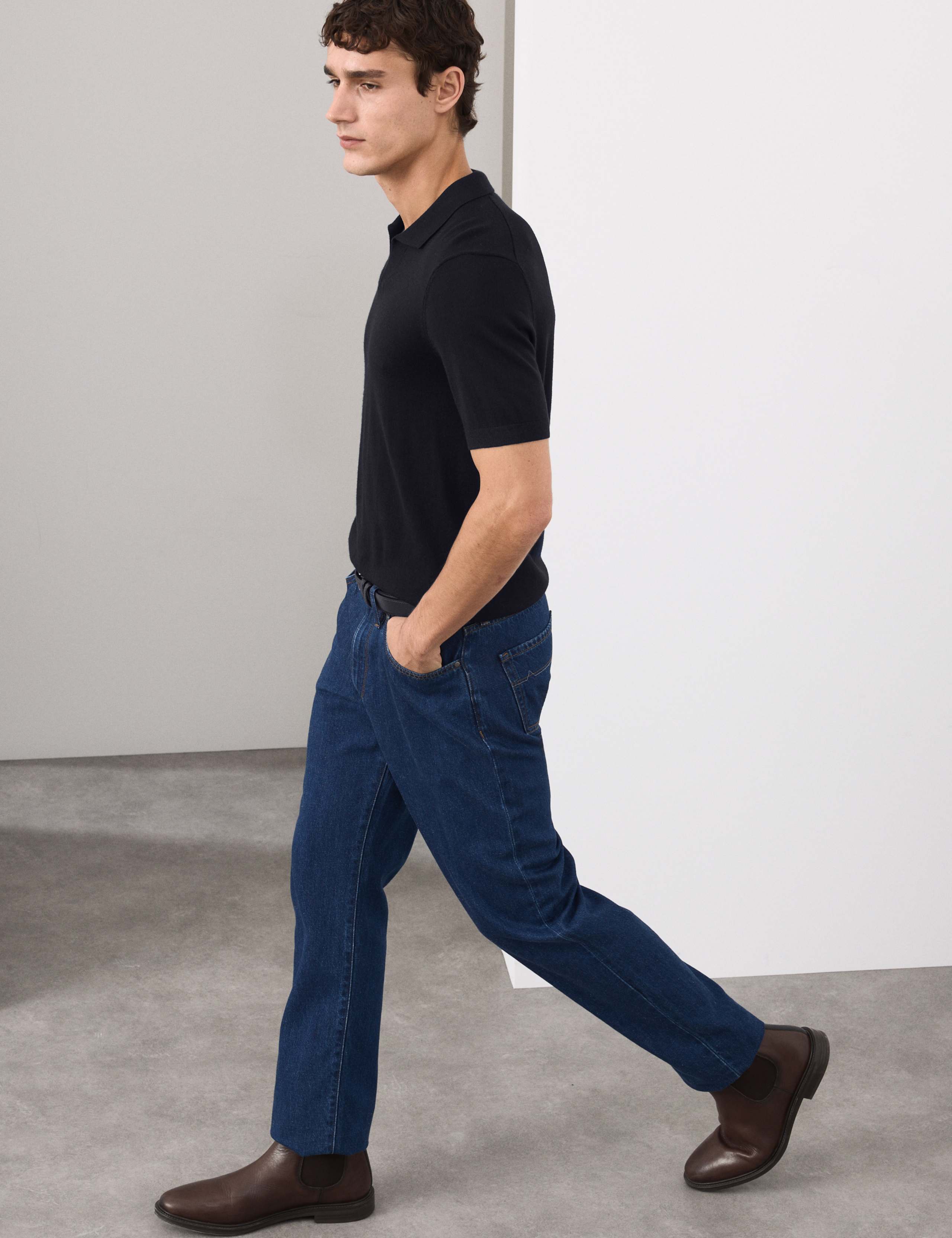 Pure Extra Fine Merino Wool Knitted Polo Shirt 6 of 7