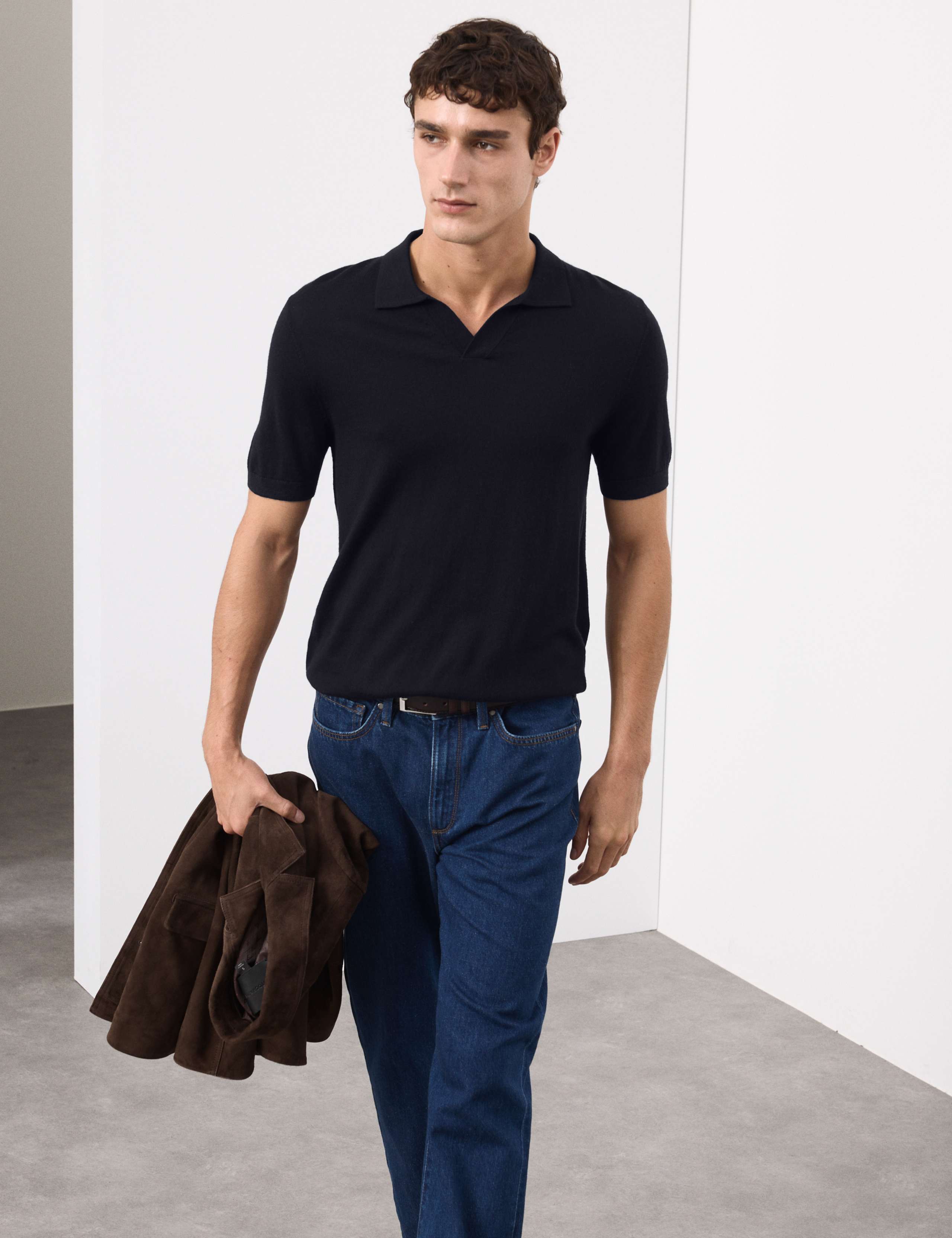 Pure Extra Fine Merino Wool Knitted Polo Shirt 7 of 7