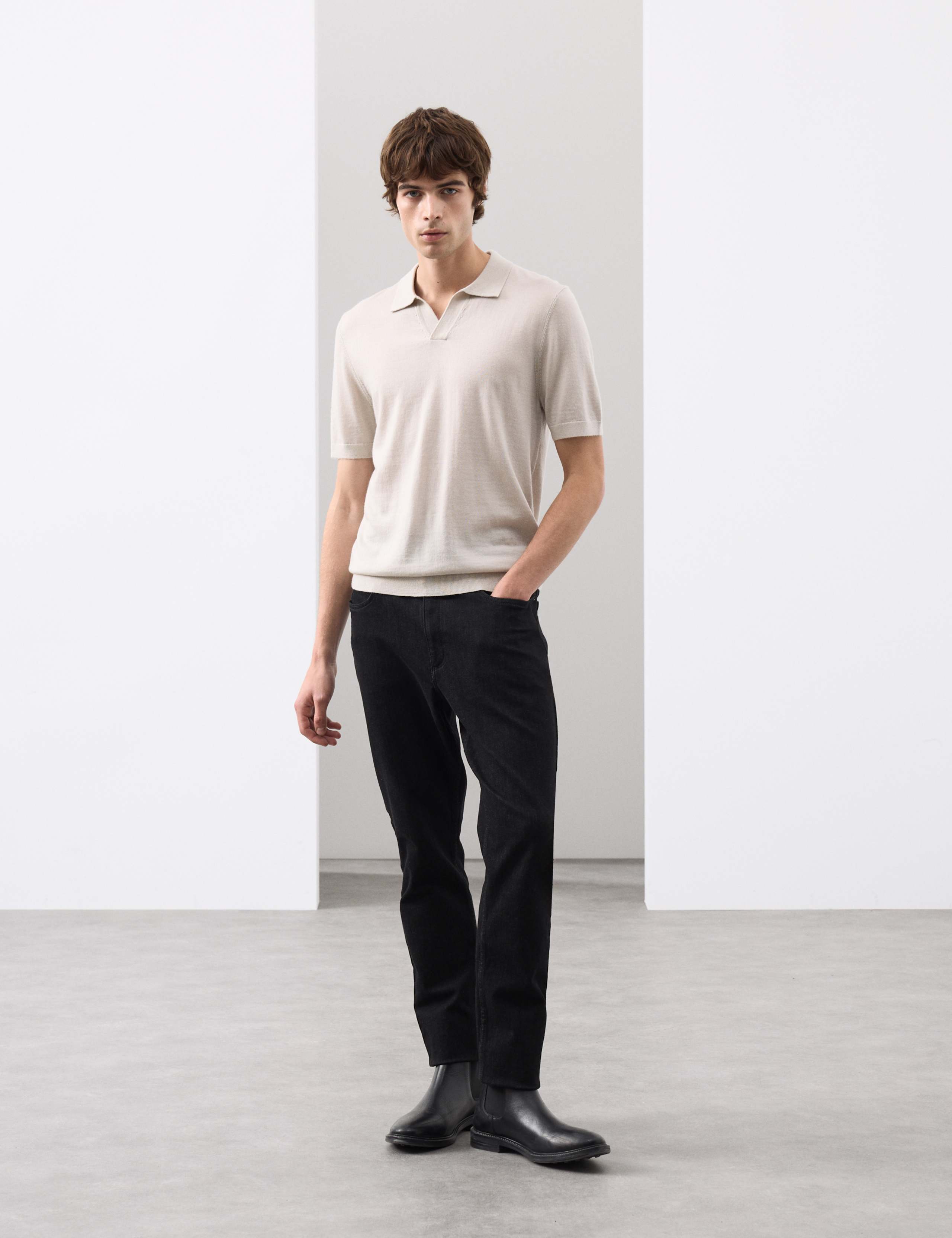 Pure Extra Fine Merino Wool Knitted Polo Shirt 1 of 6