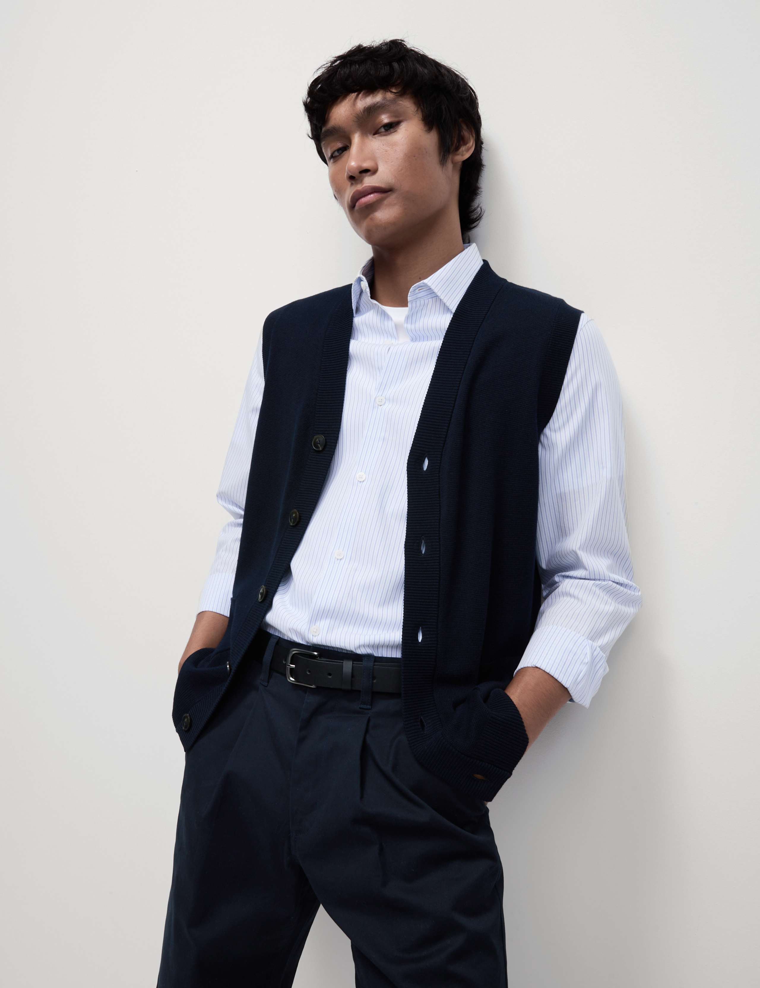 Cotton Rich Textured V-Neck Knitted Waistcoat 4 of 6