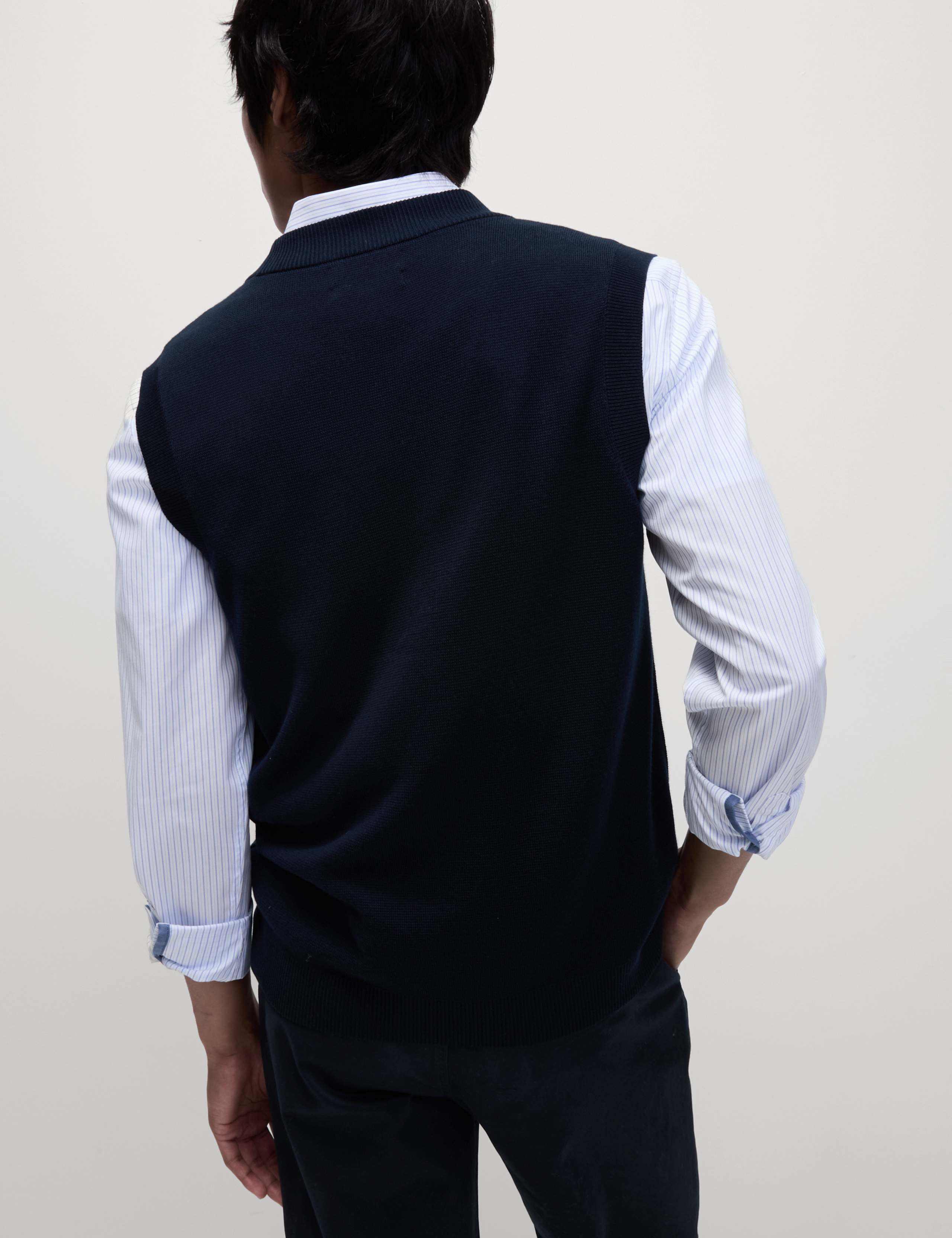 Cotton Rich Textured V-Neck Knitted Waistcoat 6 of 6