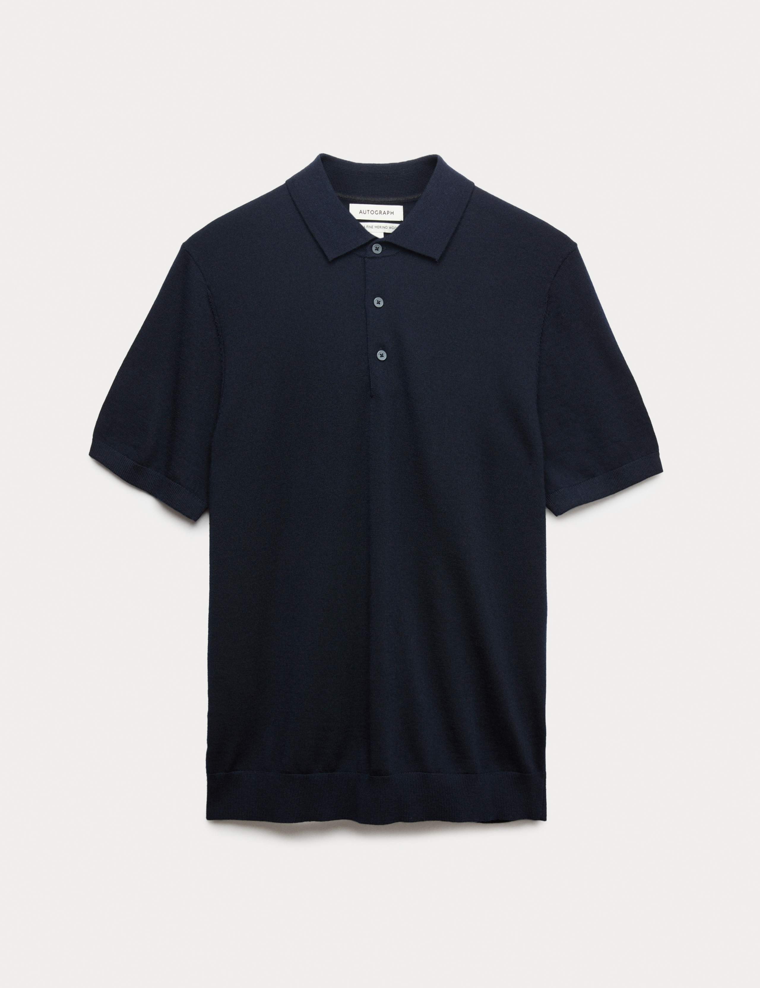 Pure Extra Fine Merino Wool Knitted Polo Shirt 2 of 6