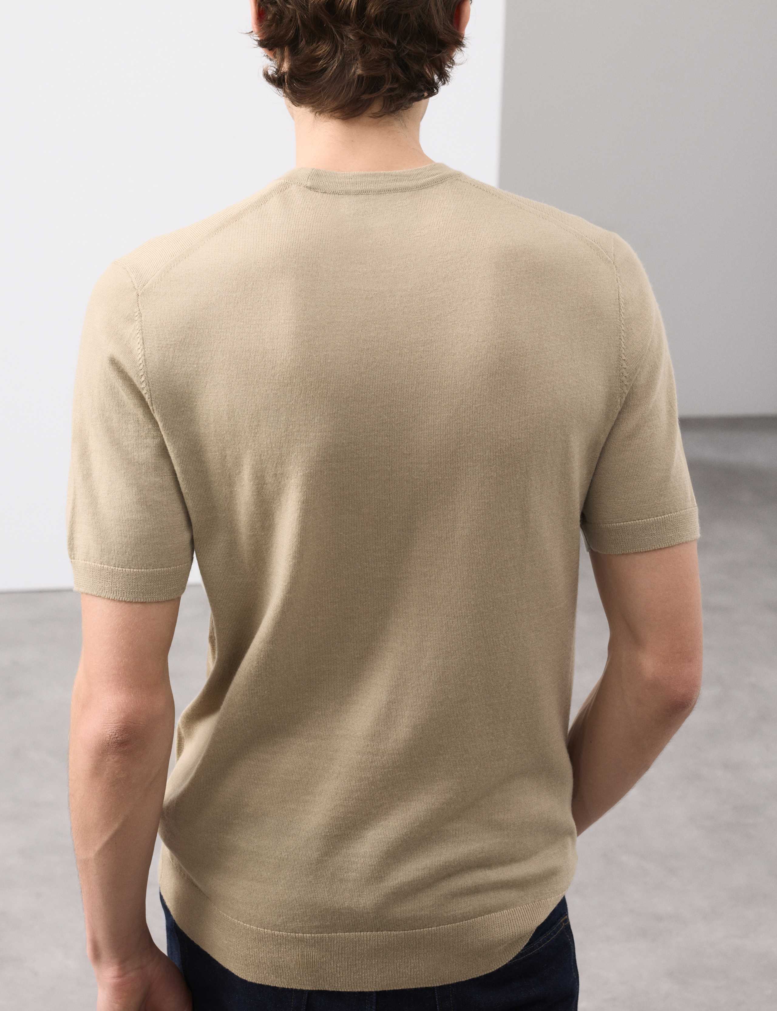 Pure Extra Fine Merino Wool Crew Neck T-Shirt 6 of 6