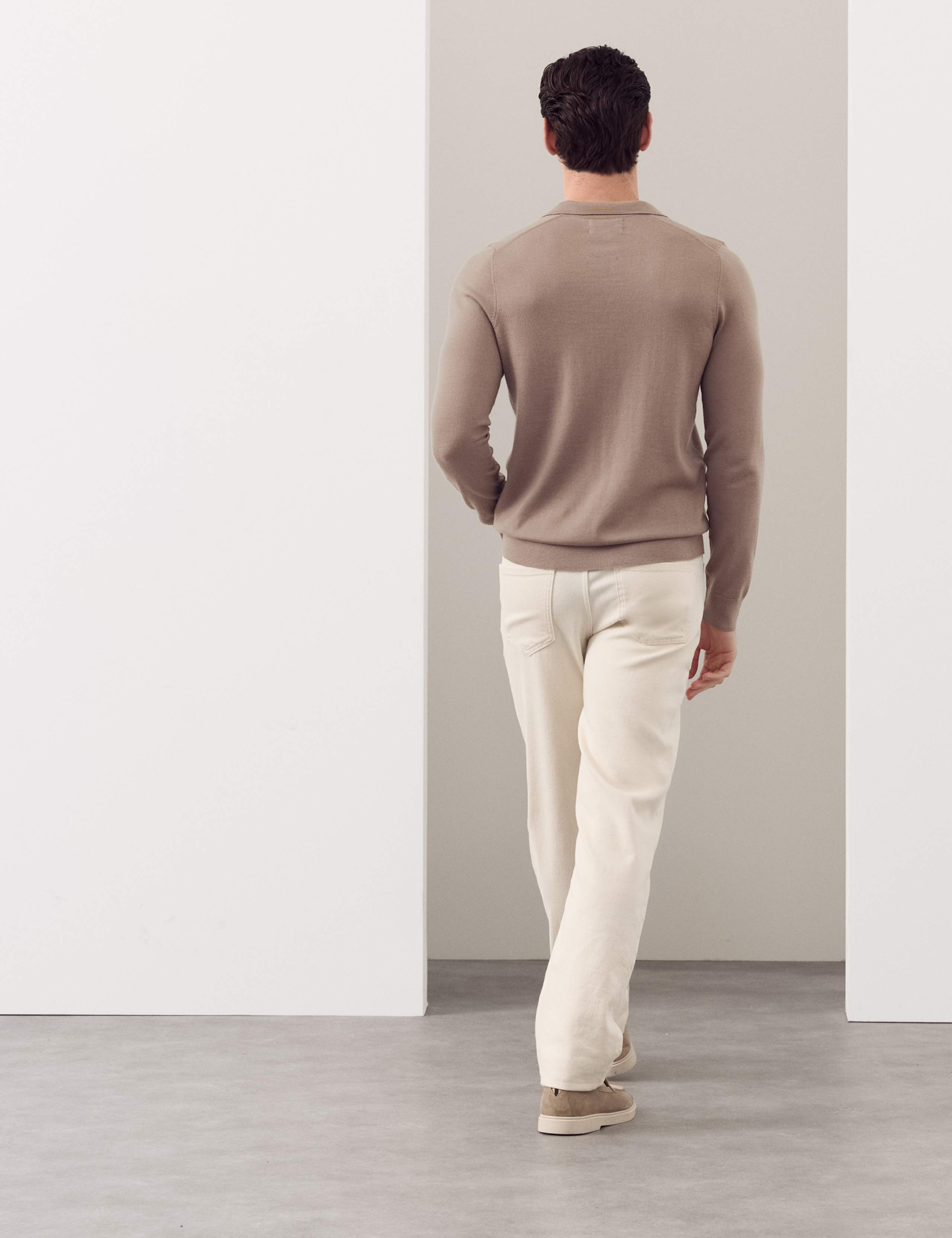 Pure Extra Fine Merino Wool Knitted Polo Shirt 4 of 6
