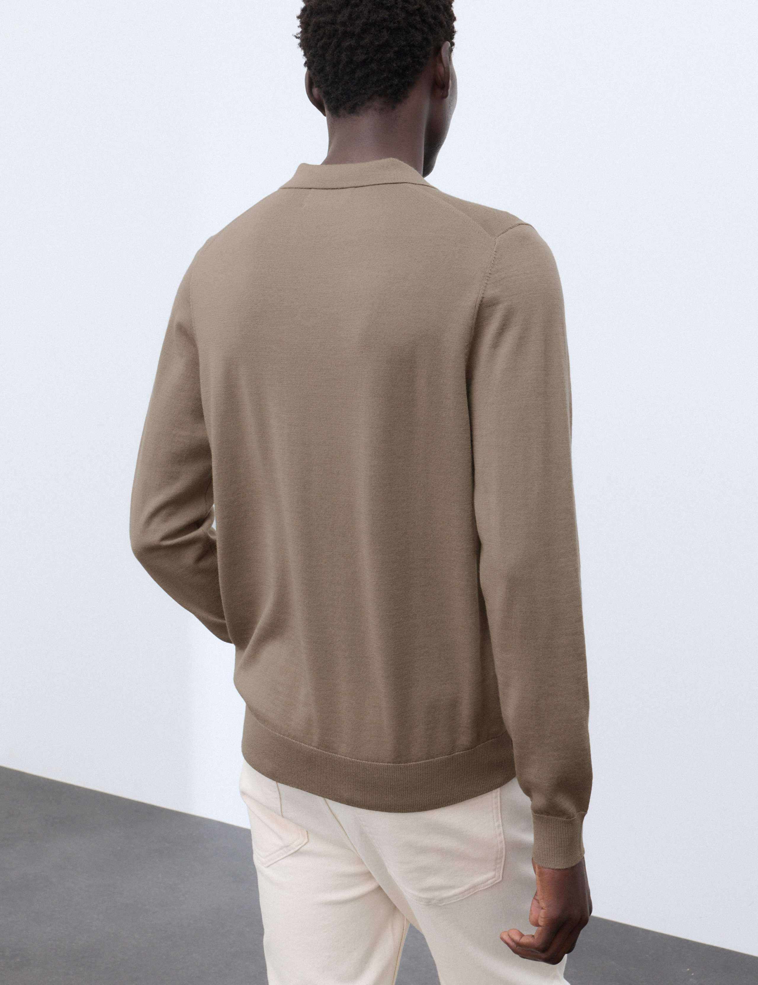 Pure Extra Fine Merino Wool Knitted Polo Shirt 3 of 7