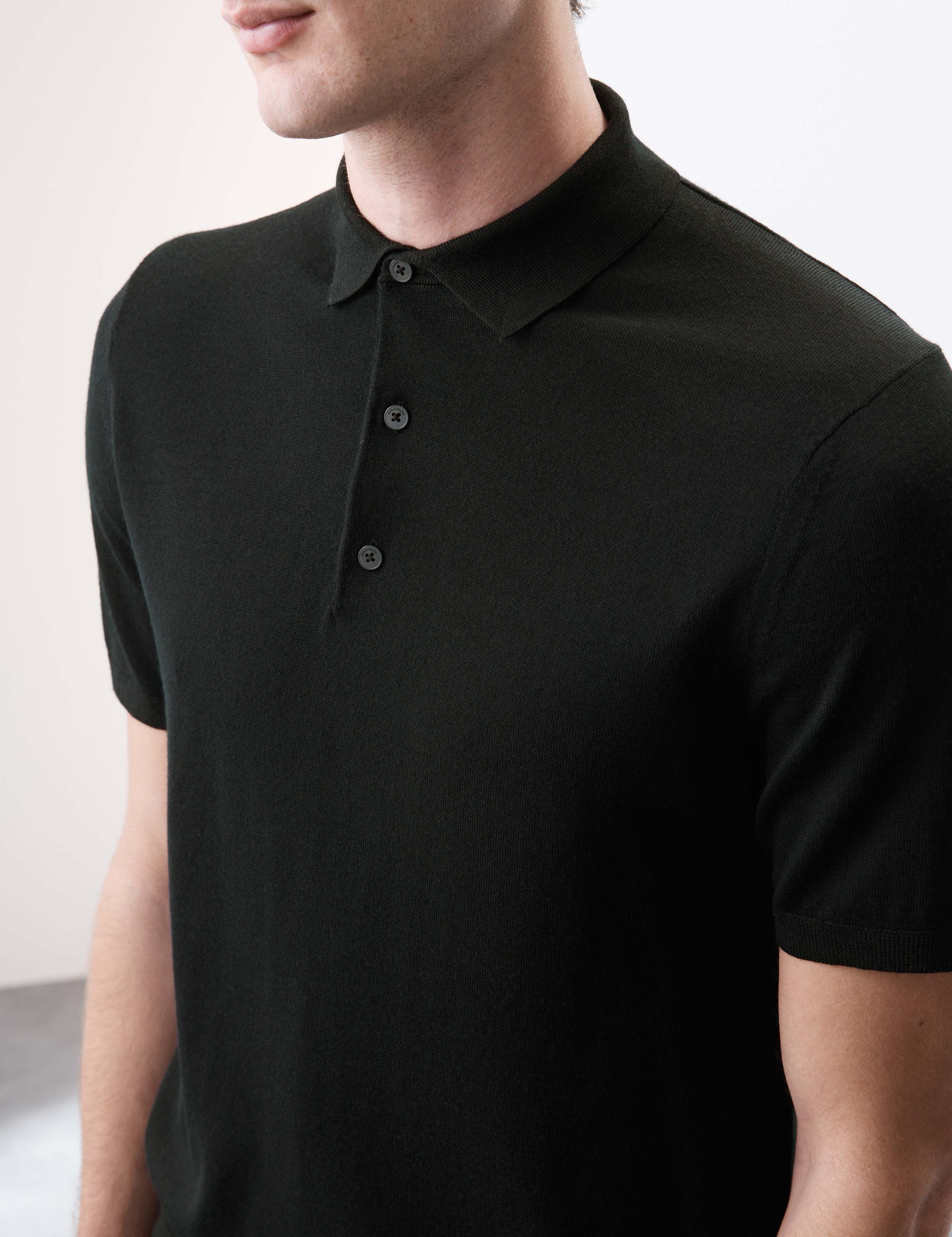 Pure Extra Fine Merino Wool Knitted Polo Shirt 7 of 7