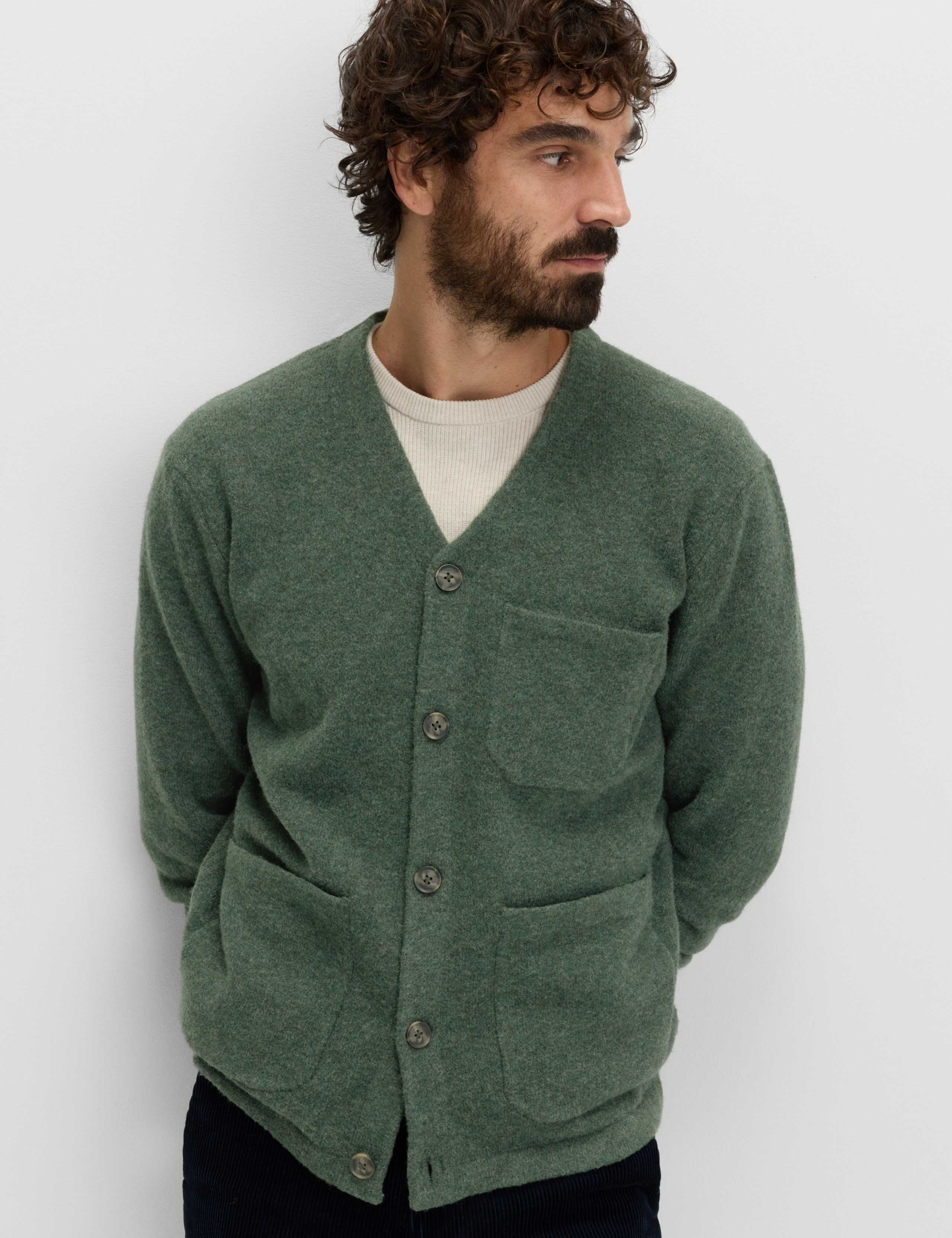 Utility Pocket Knitted Cardigan with Wool 1 of 6