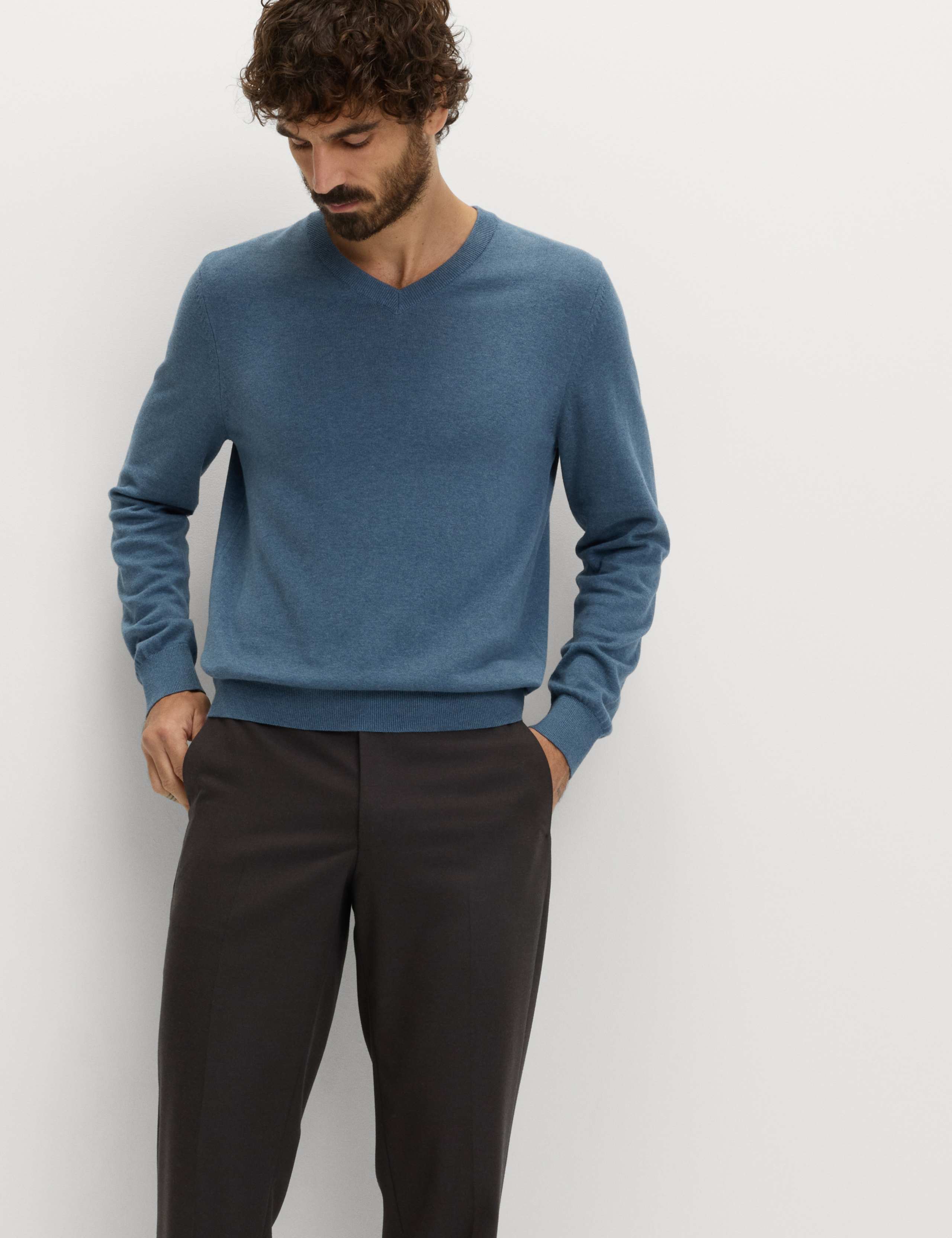 Pure Cotton V-Neck Jumper 4 of 5