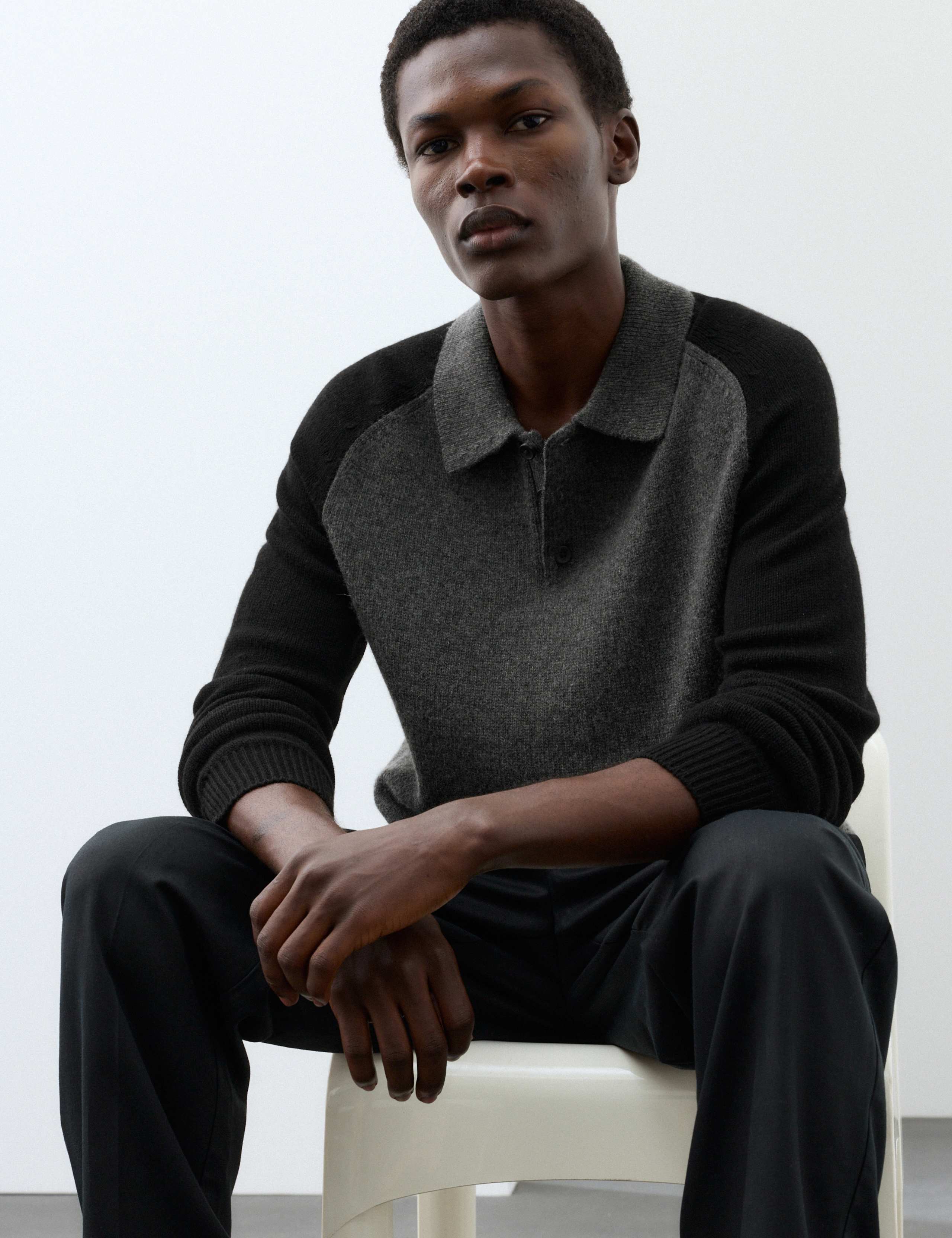 Merino Wool Rich with Cashmere Knitted Polo Shirt 6 of 7