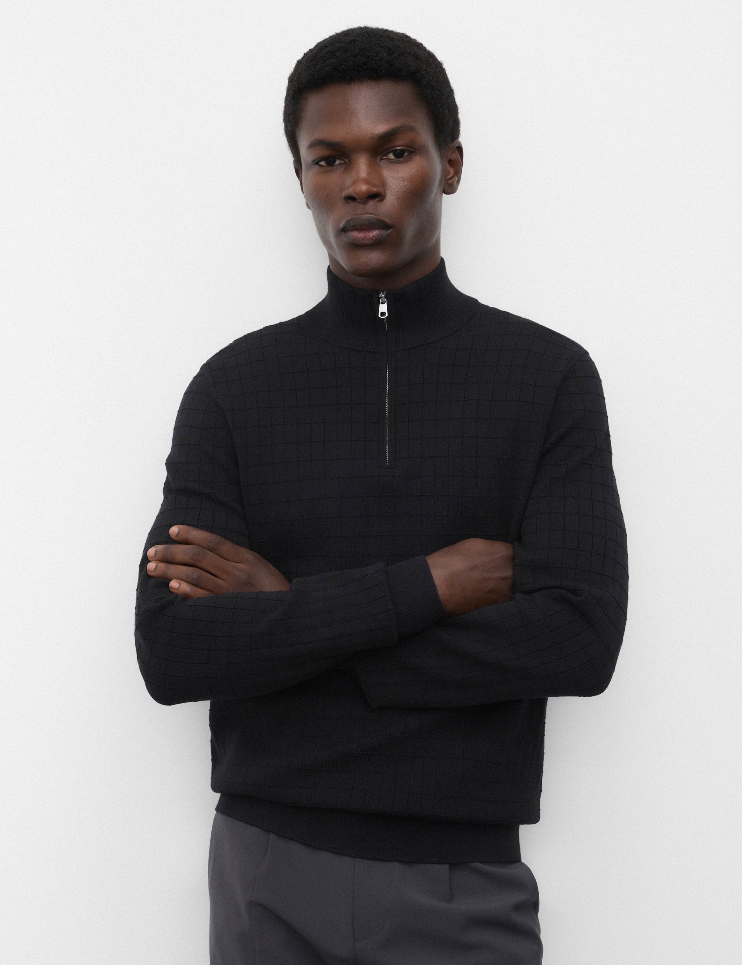 Performance Checked Texture Half Zip Jumper 1 of 7