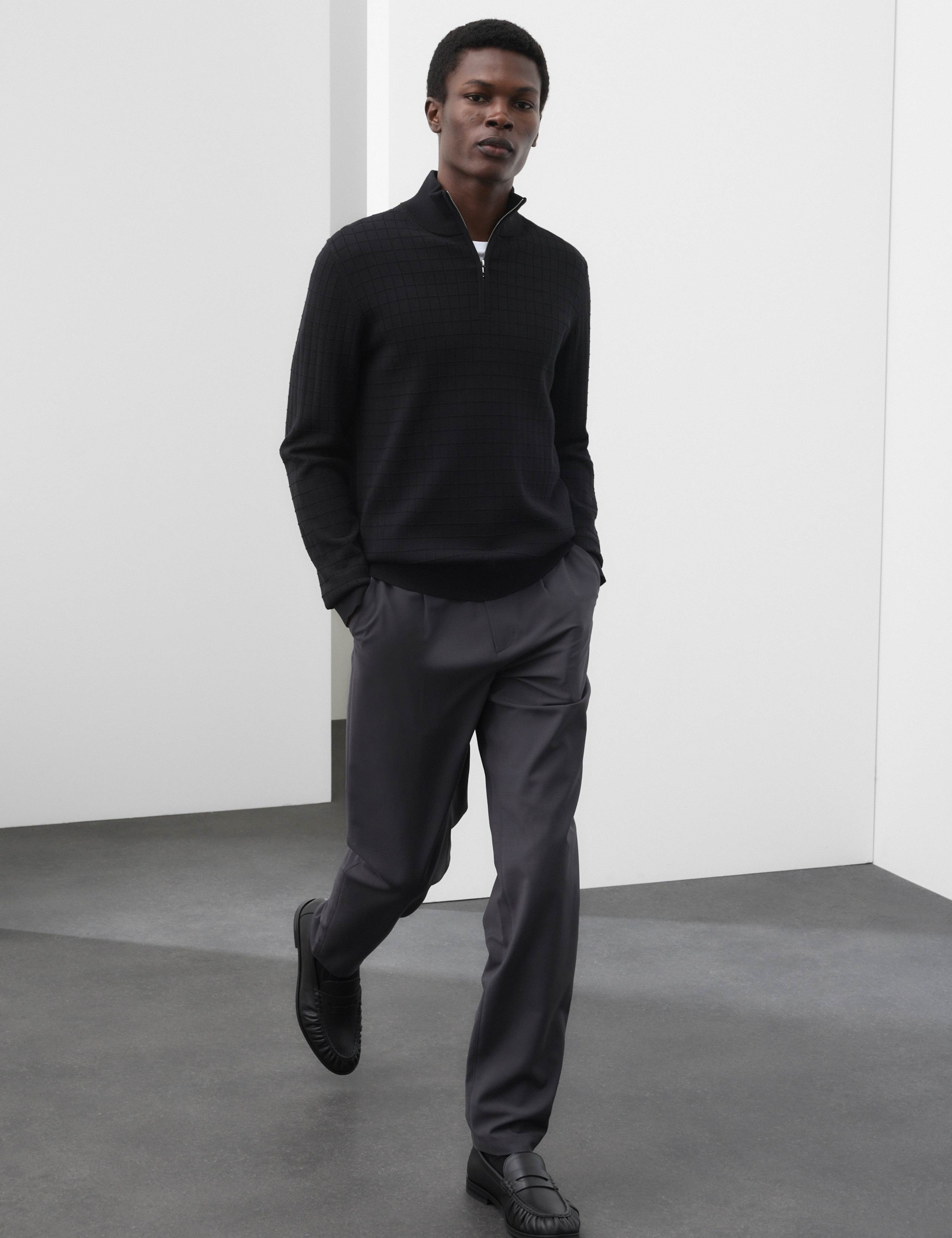 Performance Checked Texture Half Zip Jumper 3 of 7