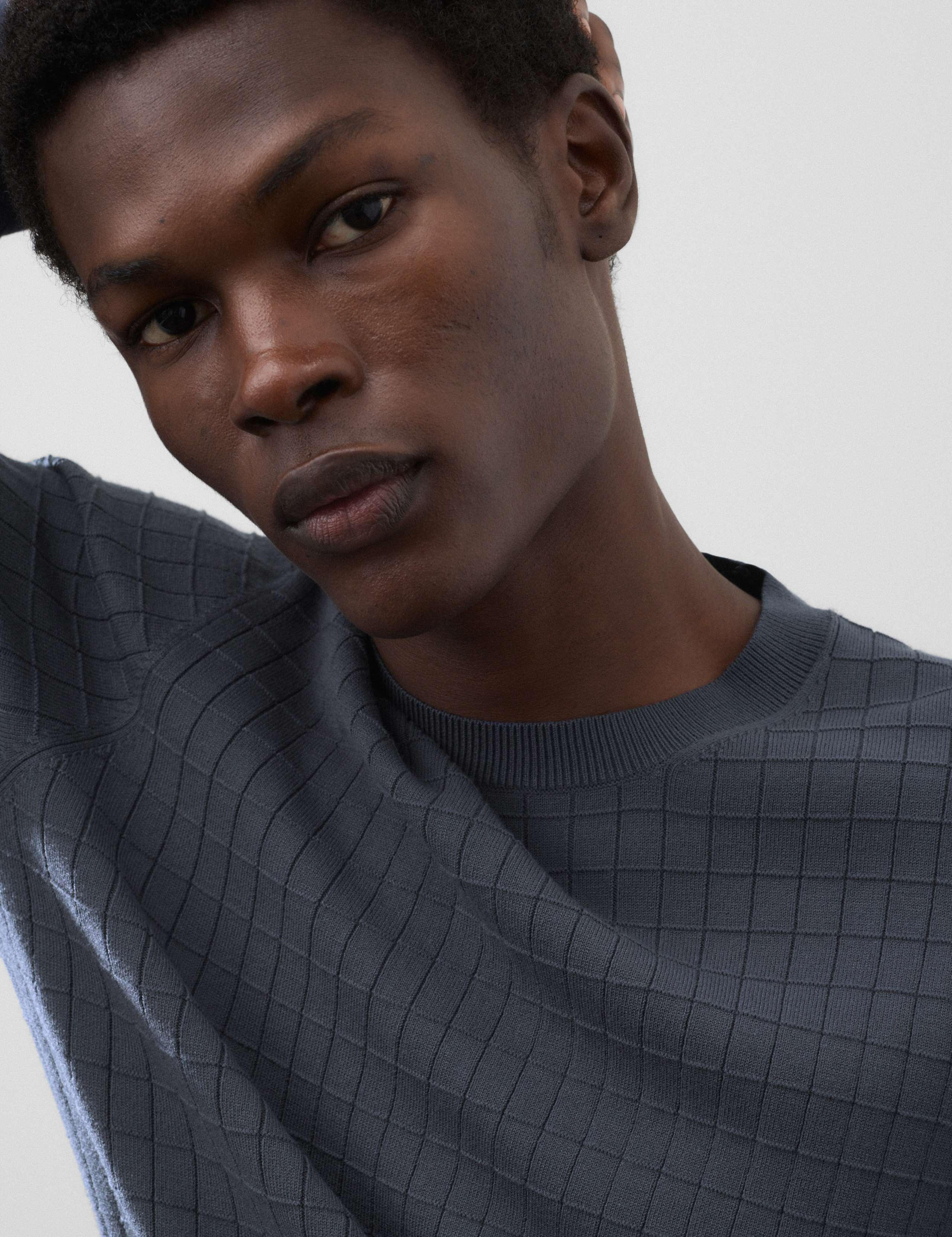 Performance Checked Textured Knitted Jumper 6 of 6