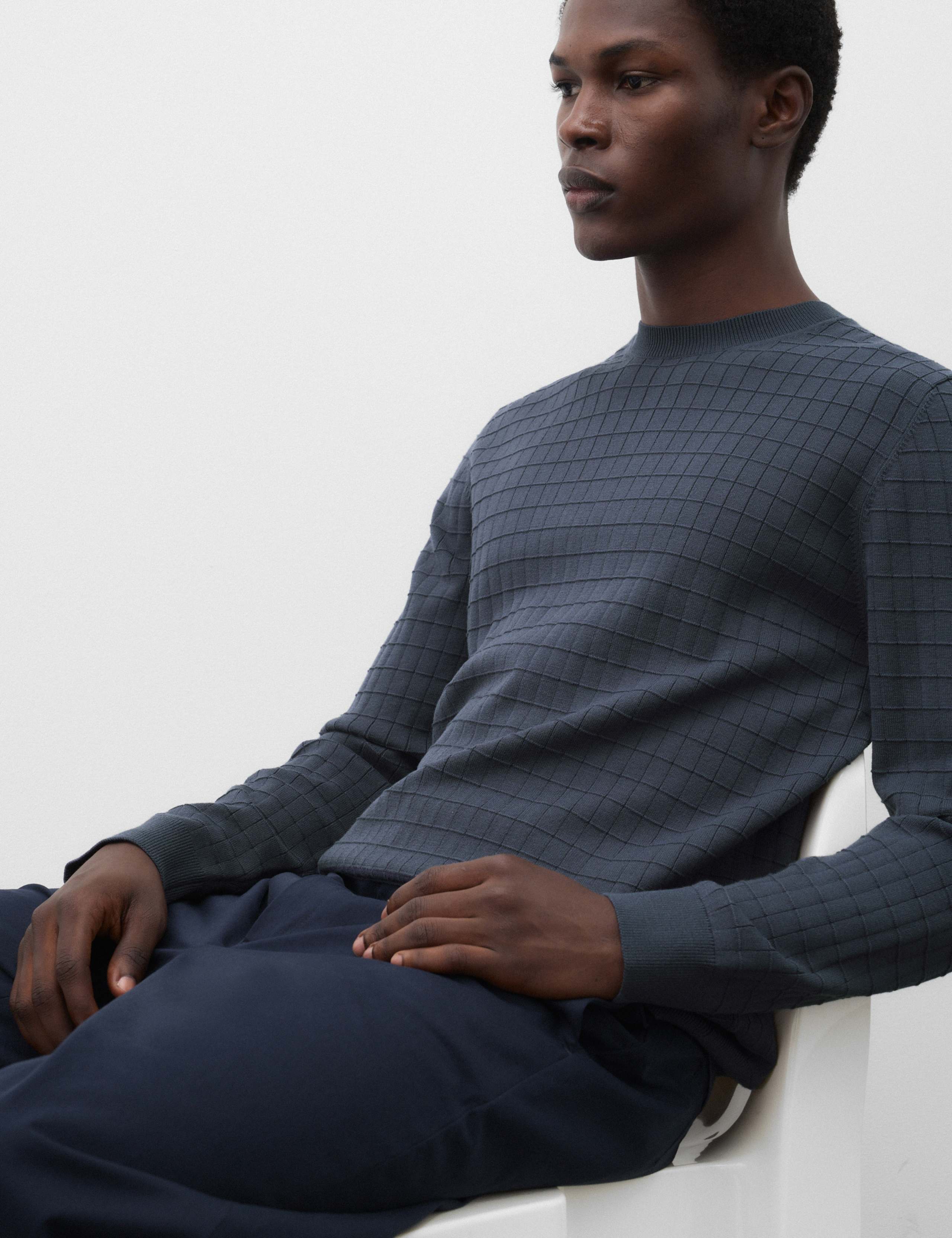 Performance Checked Textured Knitted Jumper 4 of 6