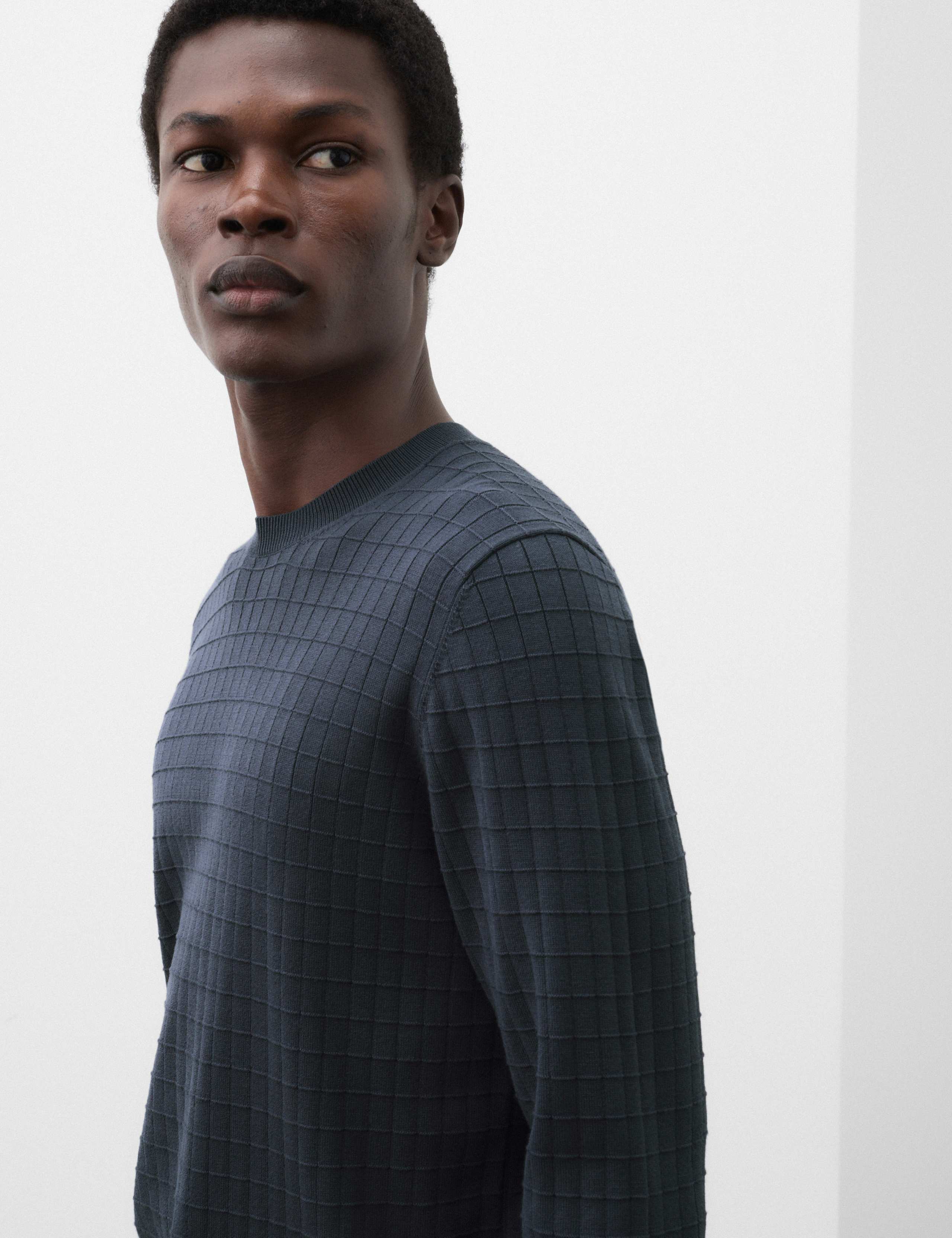 Performance Checked Textured Knitted Jumper 5 of 6
