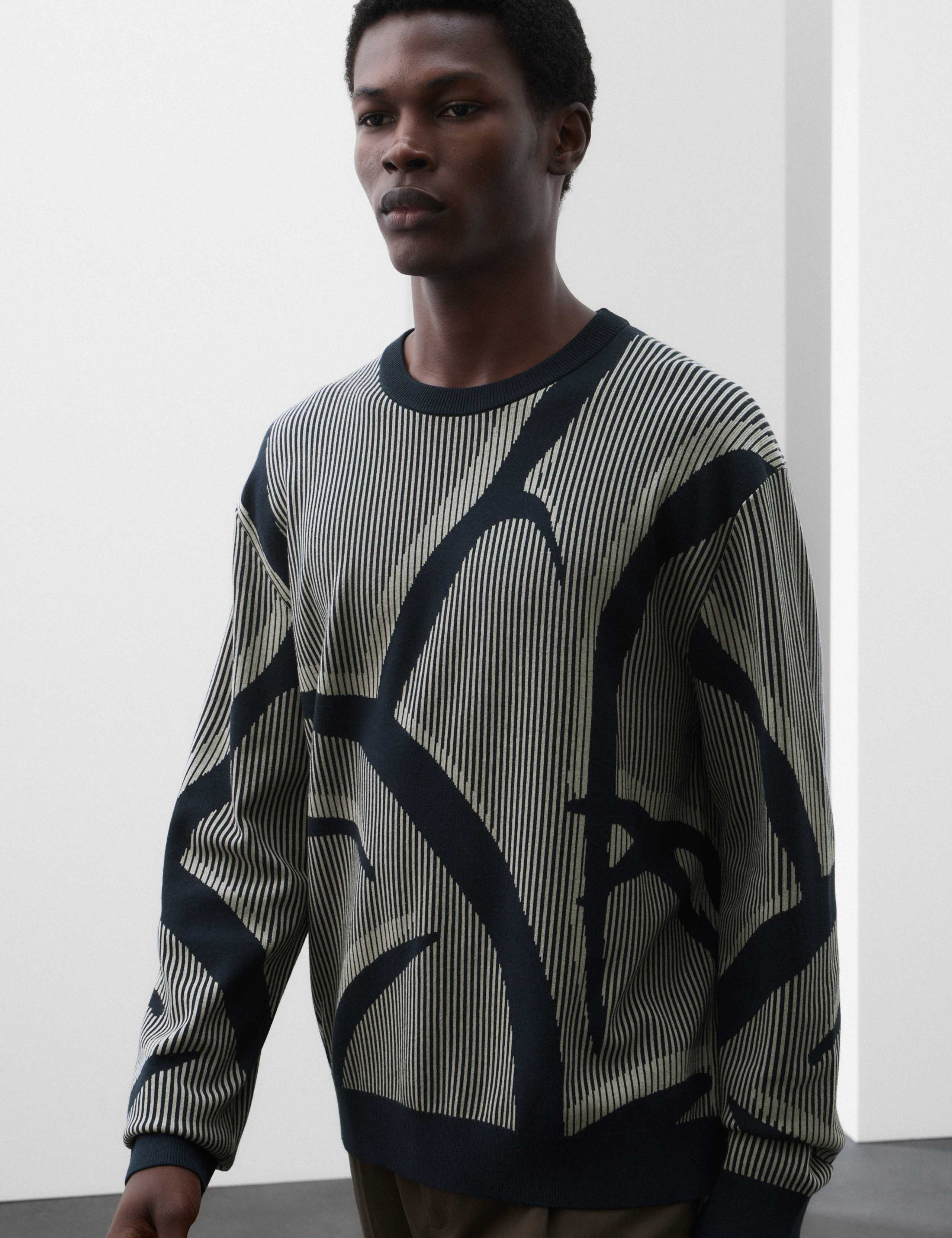 Oversized Fit Abstract Floral Crew Neck Jumper 6 of 7