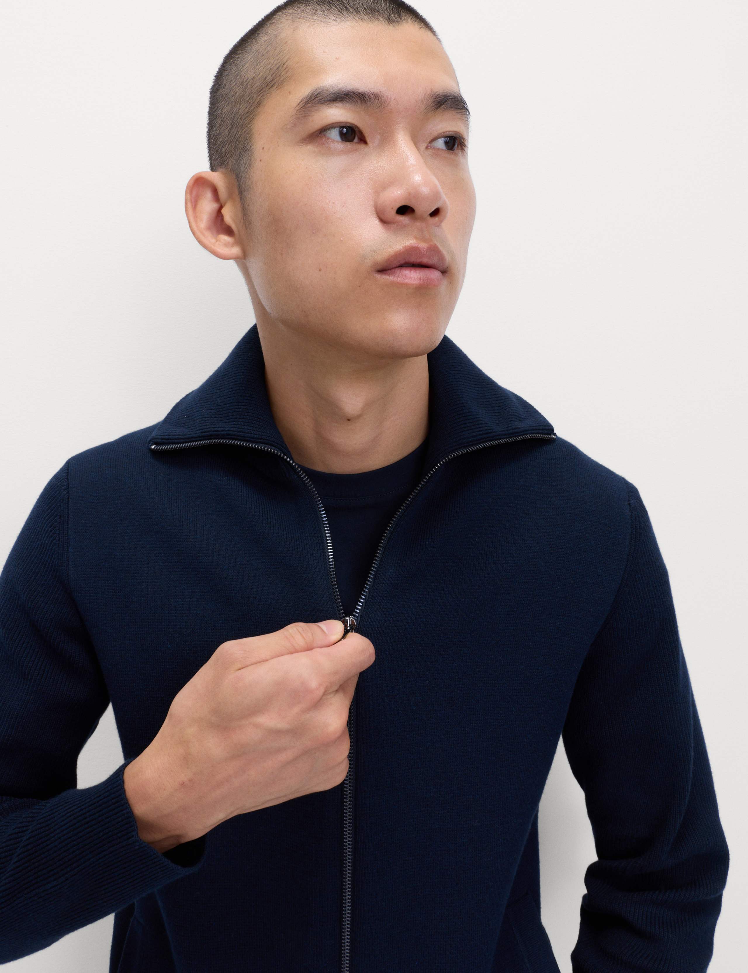 Cotton Blend Milano-Knit Zip Up Jumper 5 of 7